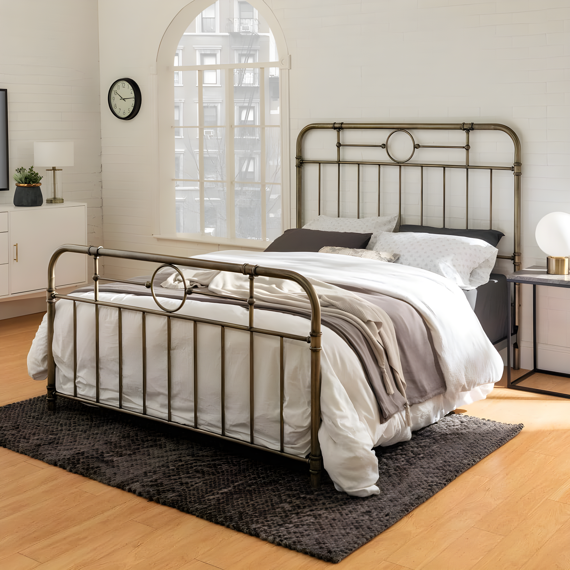 HumbleNest Countryside Classic Metal Textured Standard Bed, Queen, Bronze