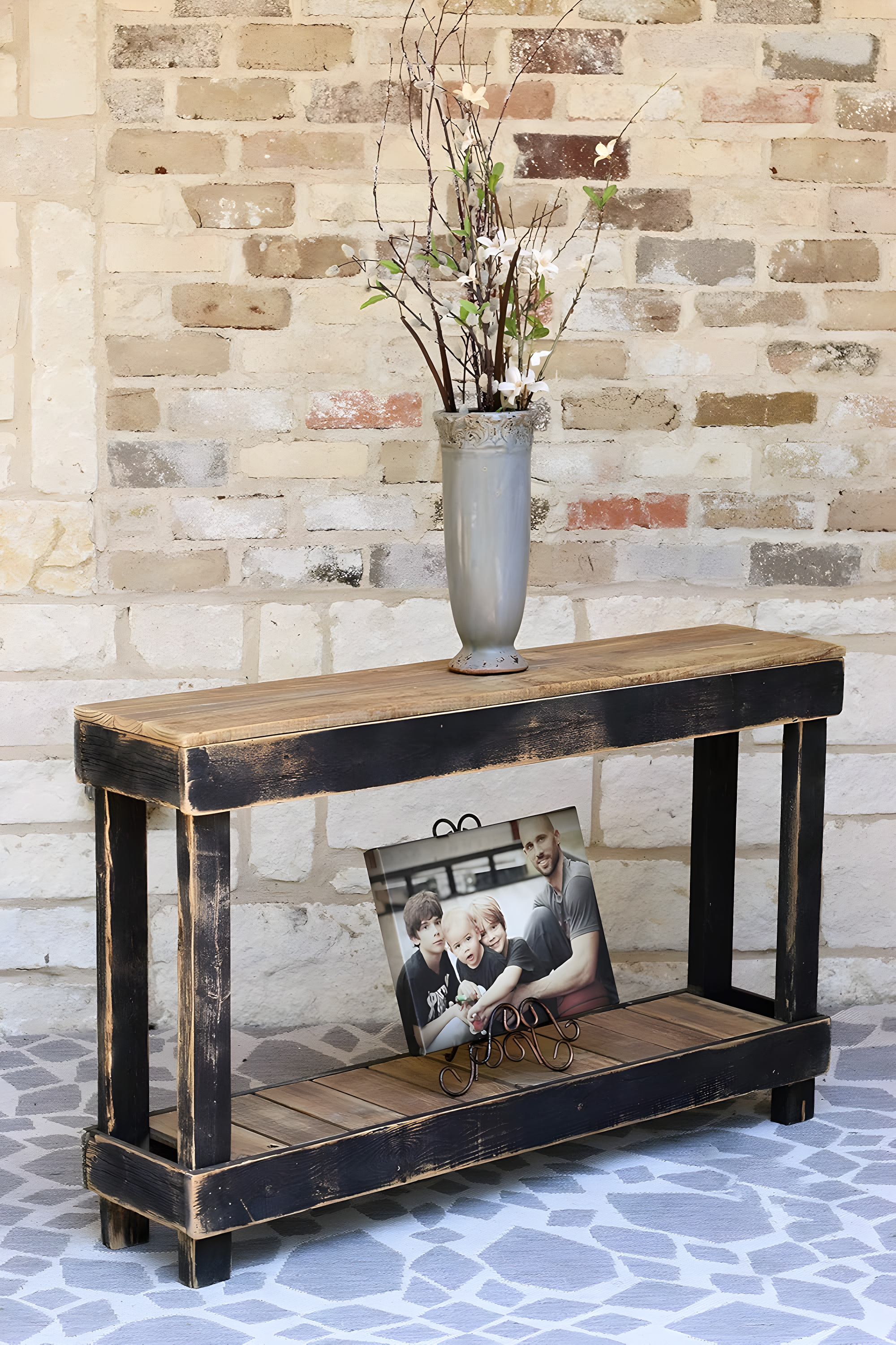 46" Reclaimed Wood Natural Console Table with Storage