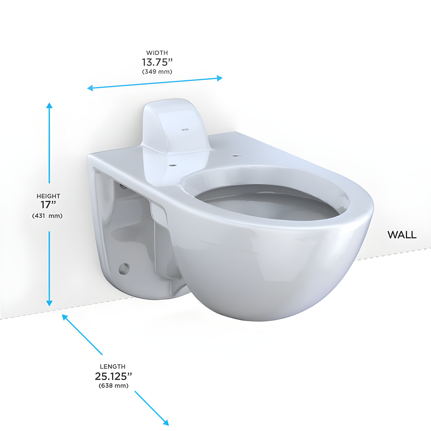 Tornado Flush Commercial Flushometer Wall-Mounted Toilet, Elongated, Cotton White