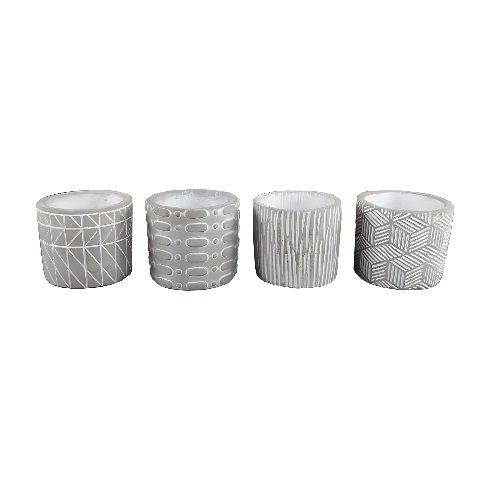 Flora Bunda 4"Cement Patteren Pot,Set Of 4