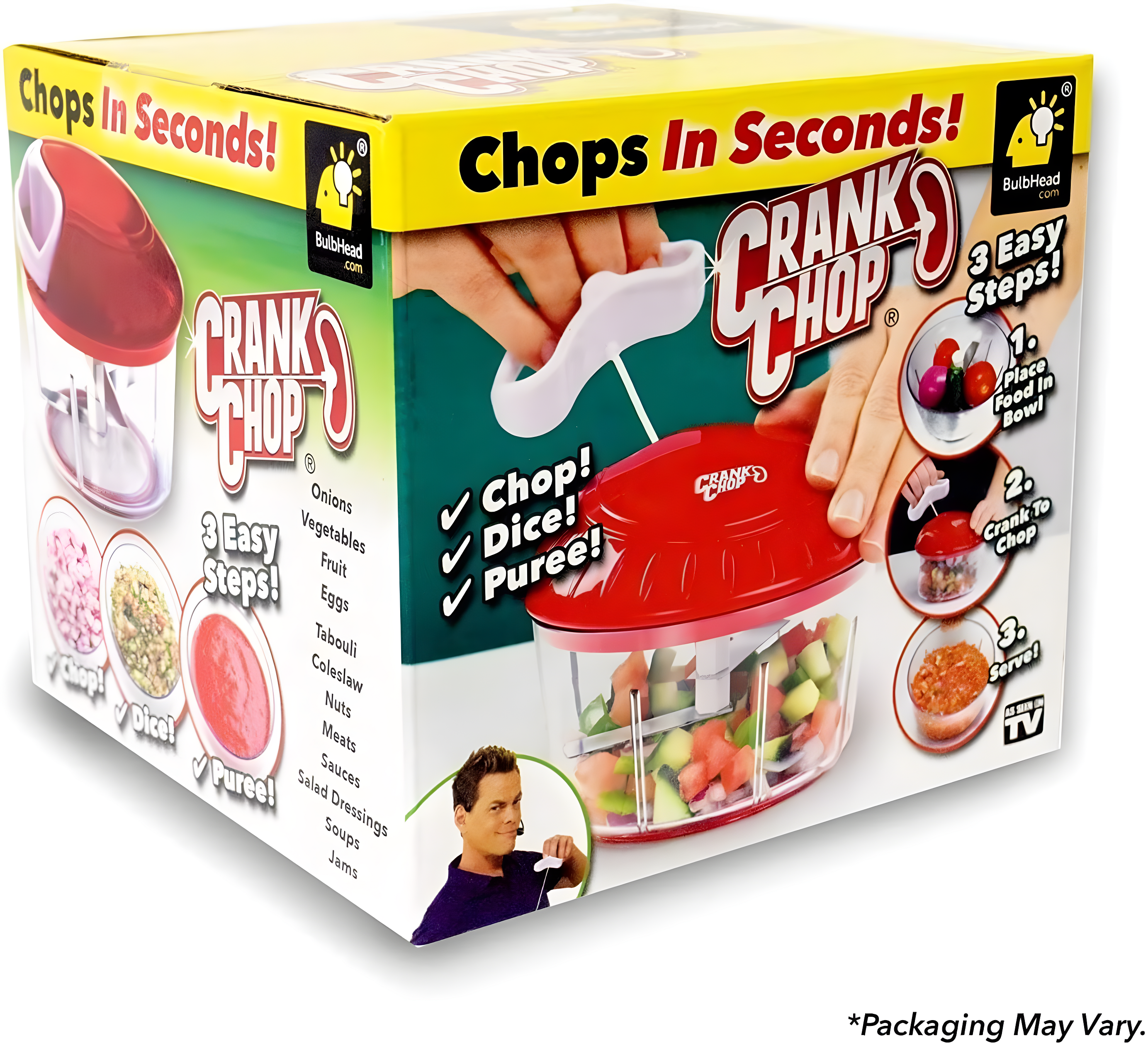 Crank Chop Food Chopper and Processor Original - Chop Dice Puree Vegetables Onions Tomatoes Garlic Meats and Nuts in Just Seconds for Delicious Meals - Perfect for Homemade Salsa