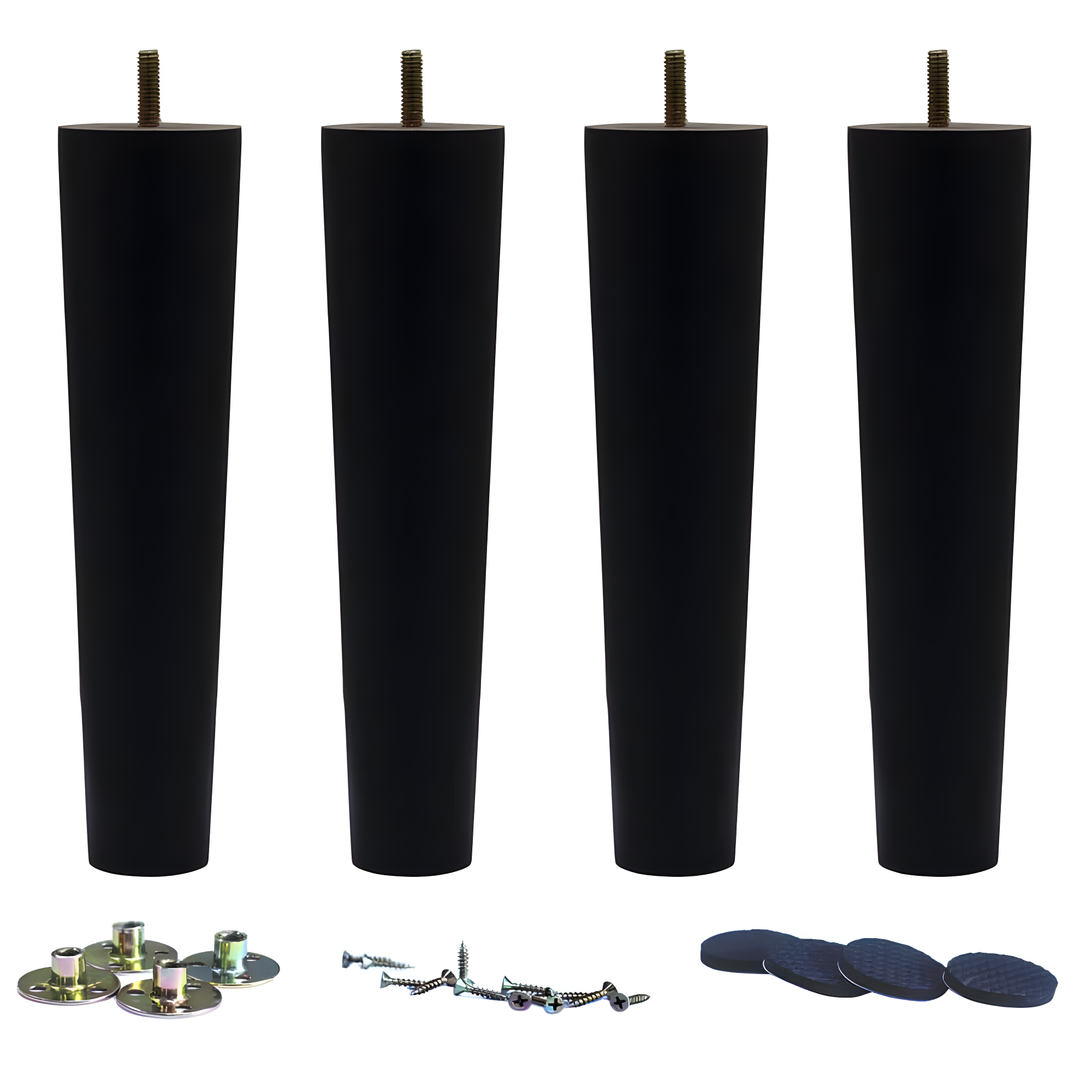 WEICHUAN Black Round Solid Wood Furniture Sofa Chair Ottoman Loveseat Table Dresser Cabinet Couch Legs 8 inch Heavy Duty for Furniture Feet Replacement (8" Set of 4)