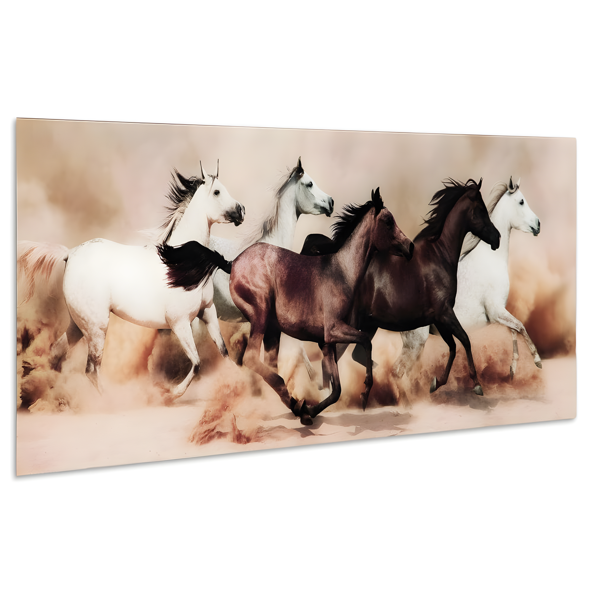 Empire Art Direct "Stampede" Horses Wall Art Printed on Free Floating Tempered Glass