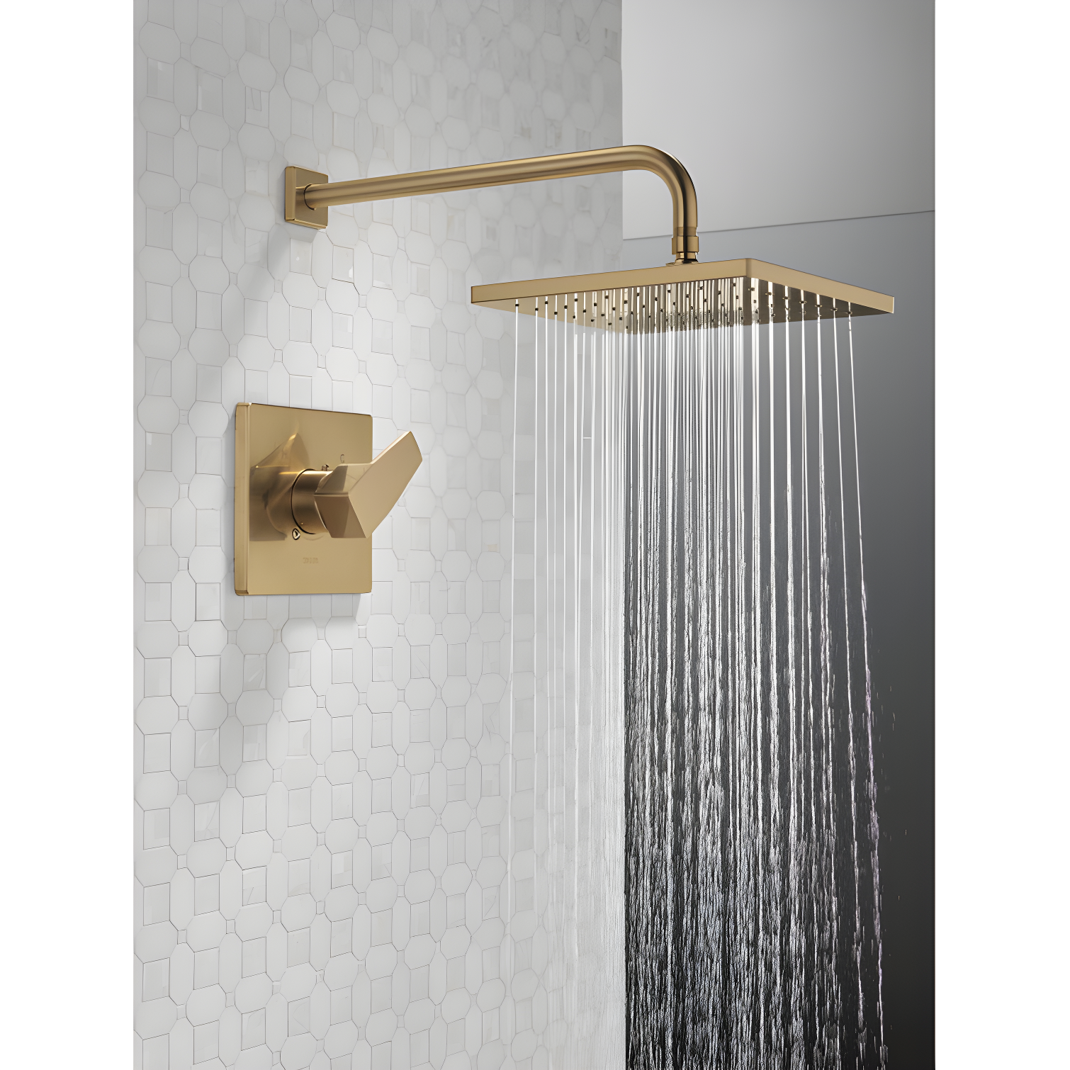 Modern Raincan Square Single-Function Shower Faucet Set, Valve Trim Kit, Rainfall Shower Head