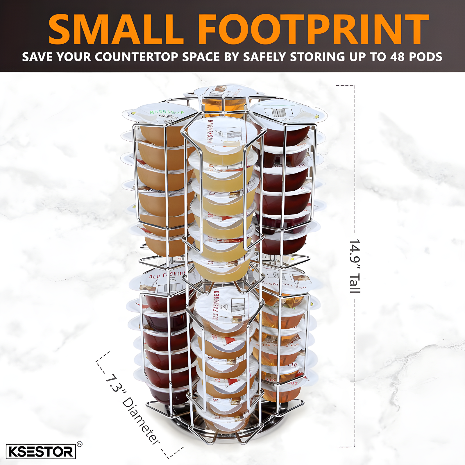 Anadea Storage Carousel for Capsules Holds up to 48  Pods - 360-Degree Rotation - Bartesian Pod Holder | Wayfair