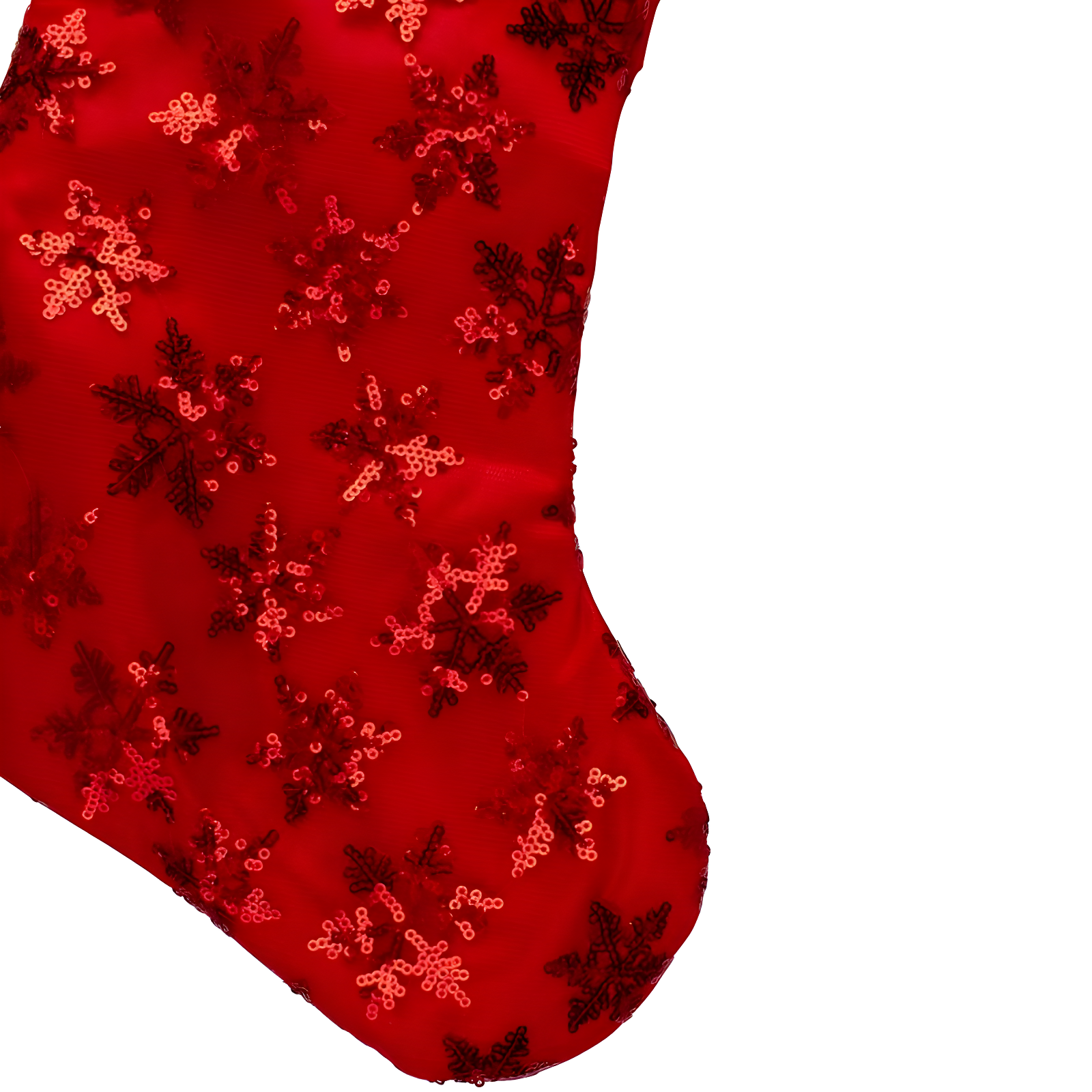 Northlight 20.5" Red and White Sequin Snowflake Christmas Stocking