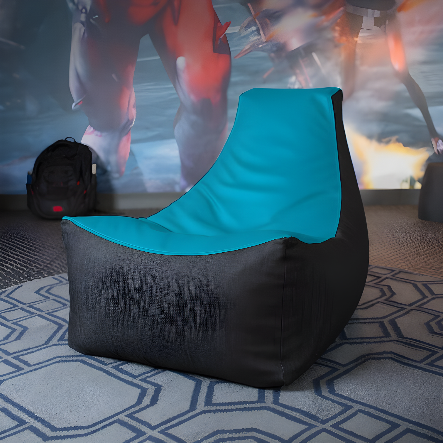 Pixel Gamer Bean Bag Chair - Game Room/Home Theater Bean Bag Chair, Premium Vinyl - Dark Denim