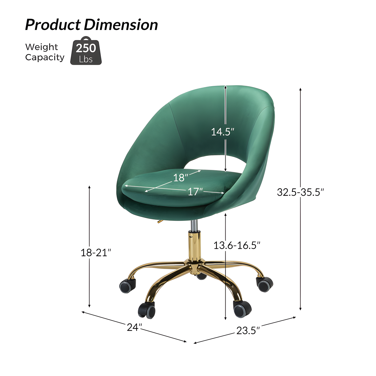 Louise Velvet Modern Task Chair with Ergonomic Design