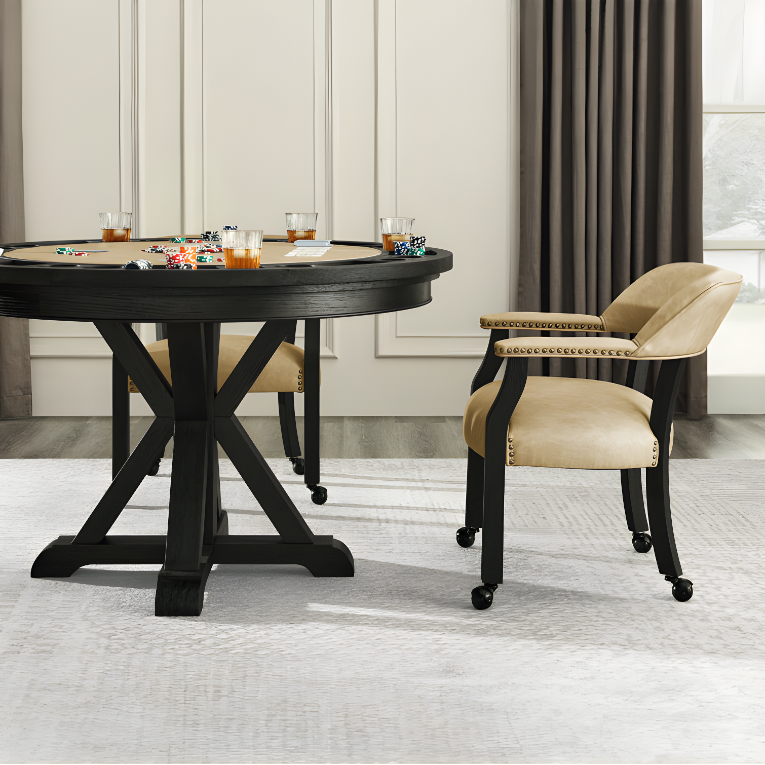 Rylie 50" Round 8 - Player Foldable Poker Table with Chairs