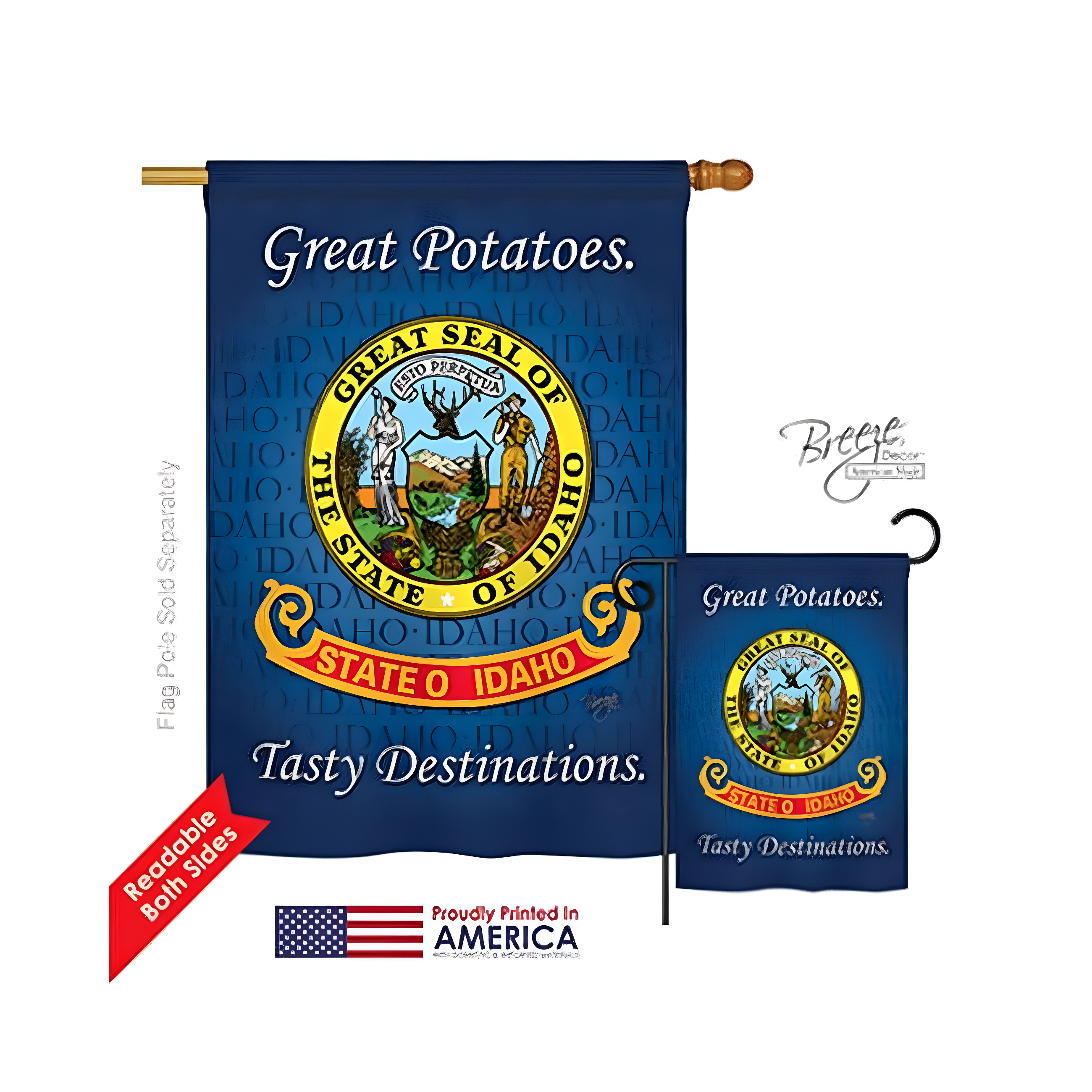Breeze Decor 08140 States Idaho 2-Sided Vertical Impression House Flag - 28 x 40 in.