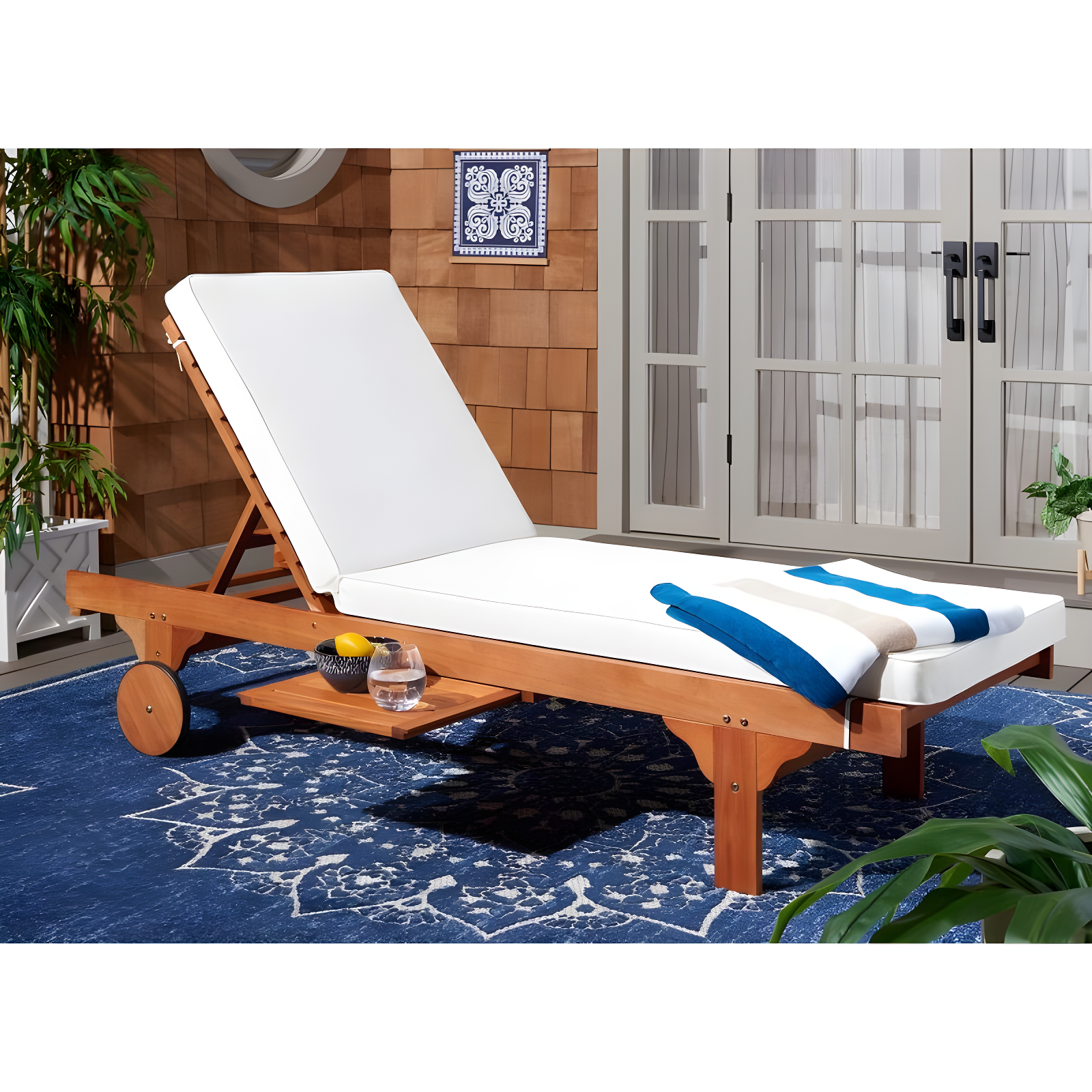 Newport Lounge Chair - Outdoor - PAT7022 - Natural/Beige -Safavieh