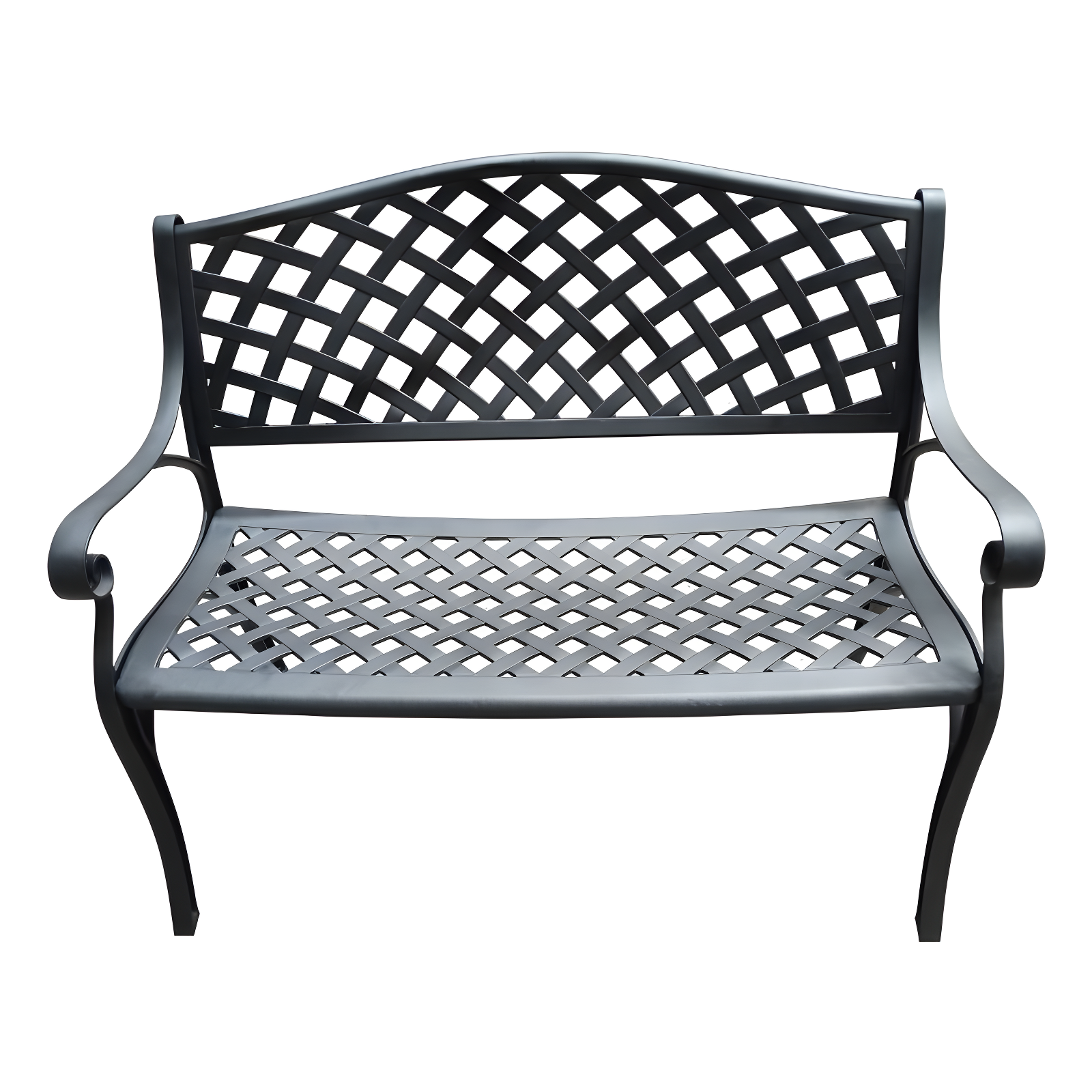 Modern Aluminum Patio Bench - Black - Oakland Living: Weather-Resistant, UV-Protected, Mold-Resistant