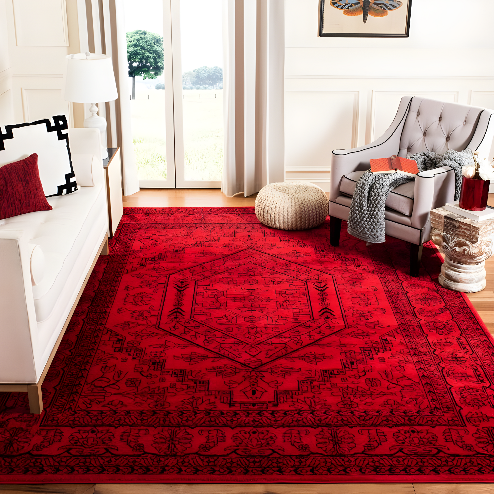 Adirondack ADR108 Power Loomed Area Rug - Red/Black - 6'x9' - Safavieh.