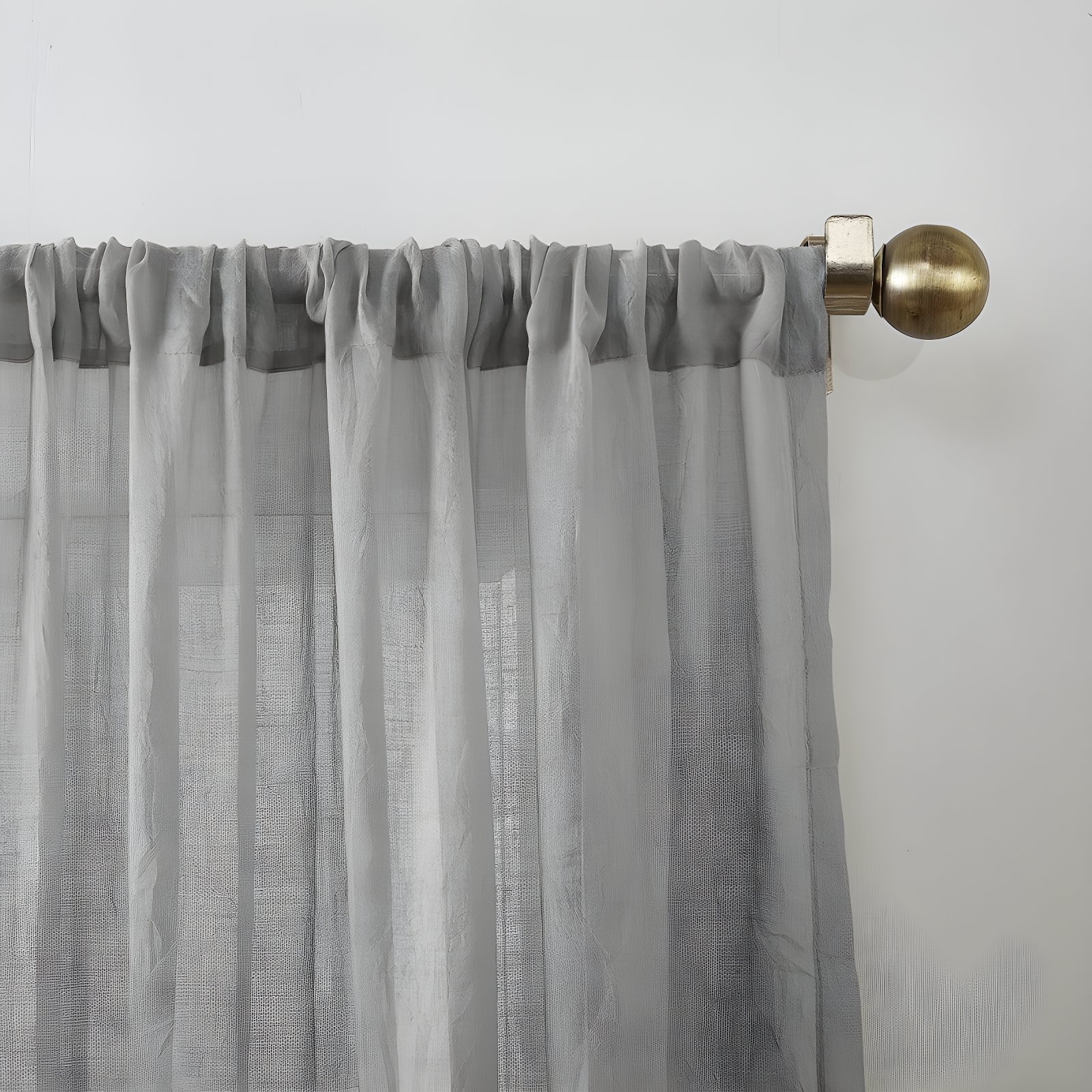 50"x84" No. 918 Sheer Avril Crushed Texture Rod Pocket Curtain Panel Gray: Light Filtering, Machine Washable, Polyester