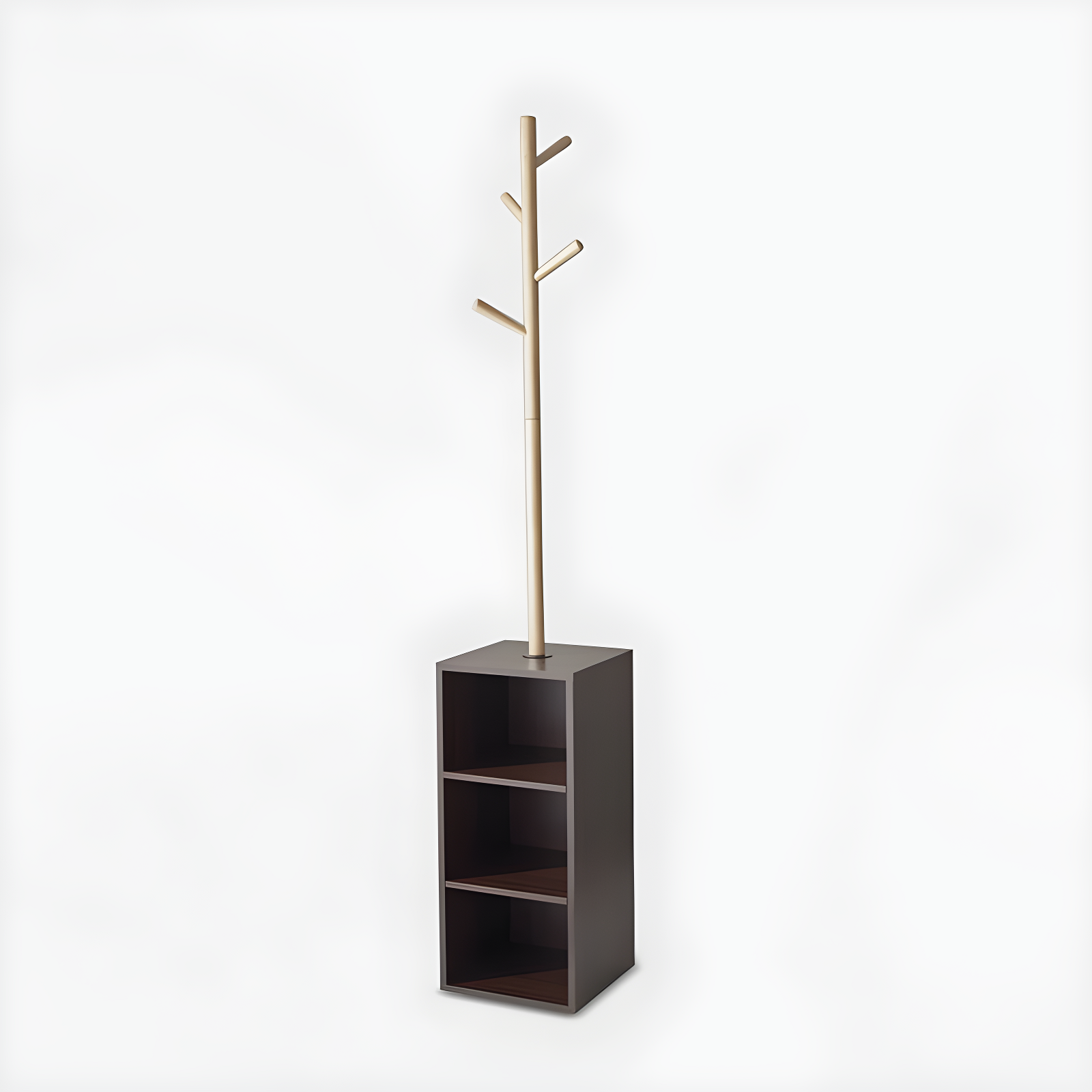 Hutch Storage Coat Rack Walnut - Adesso: Wood Frame, 4 Hooks, Spot Clean, Freestanding Design