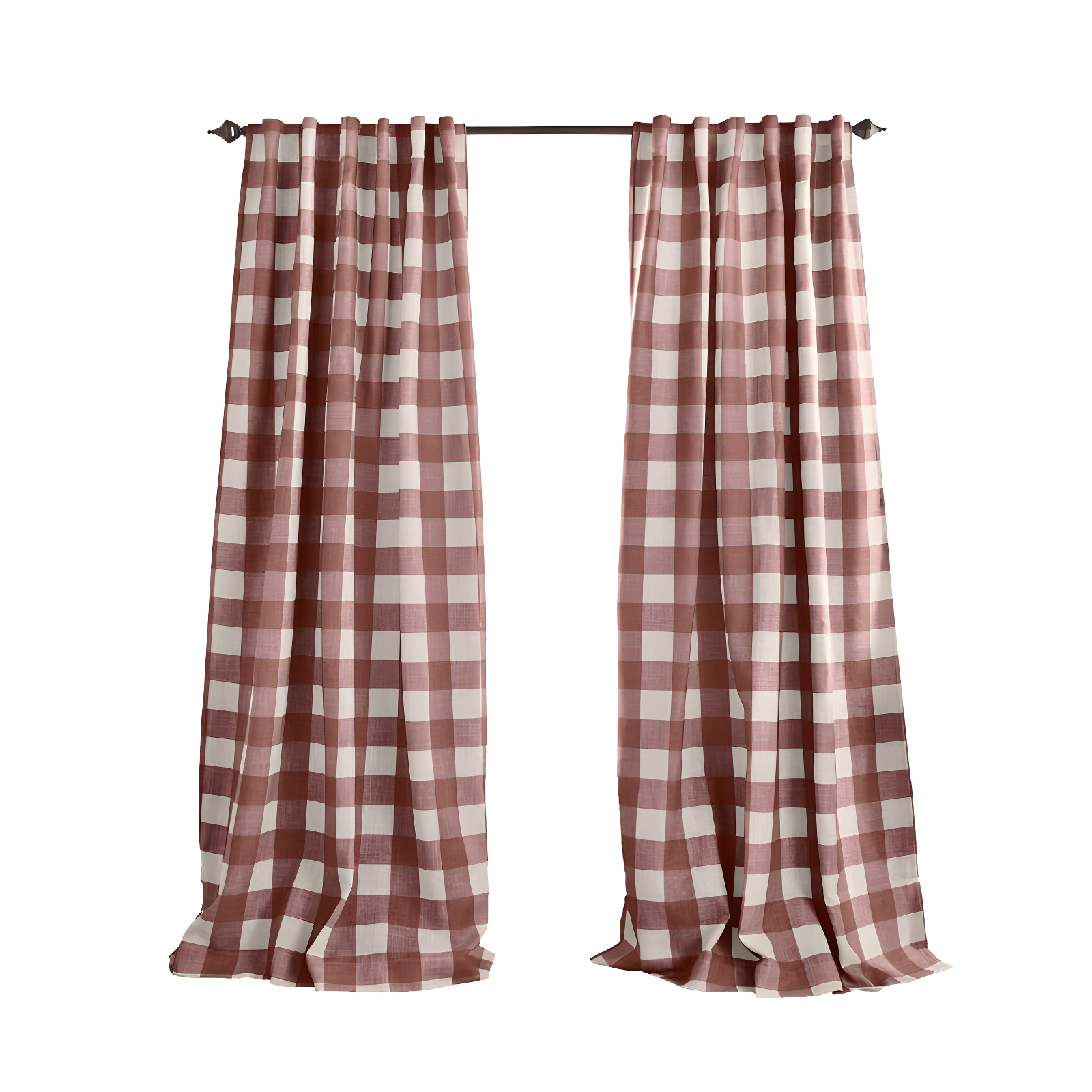 Grainger Buffalo Check Lined Room Darkening Single Window Curtain Panel - 52" x 84" - Red - Elrene Home Fashions