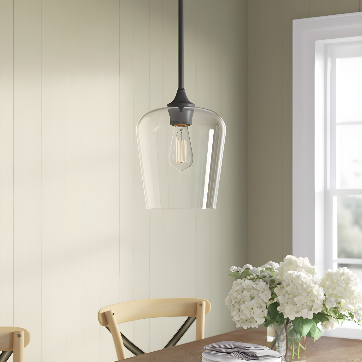 Breena Single Light Glass Steel Dimmable Pendant