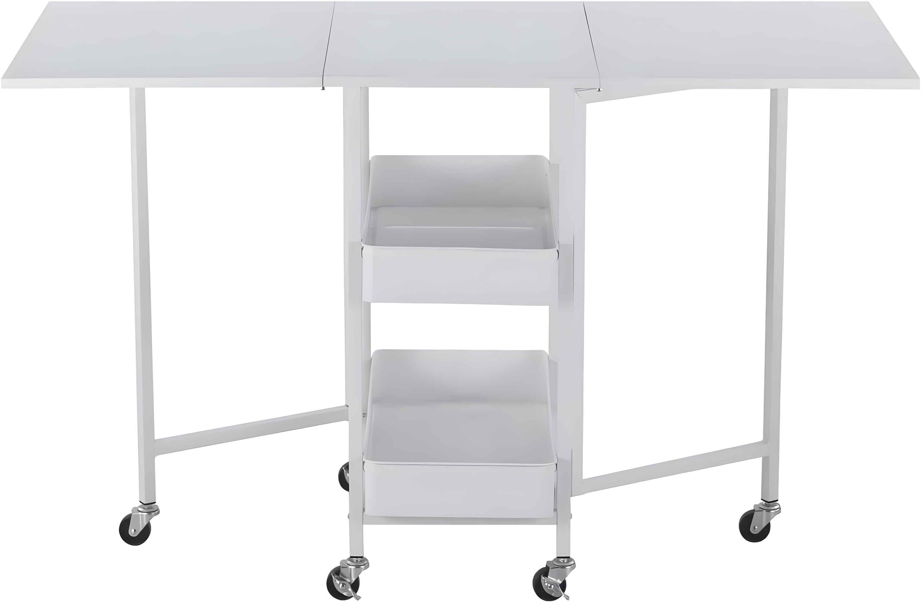 Simply Tidy Kensington White Table Rolling Cart and Extendable Panels Multi-Functional Storage Cart for Home, Office, and Kitchen - 1 Pack