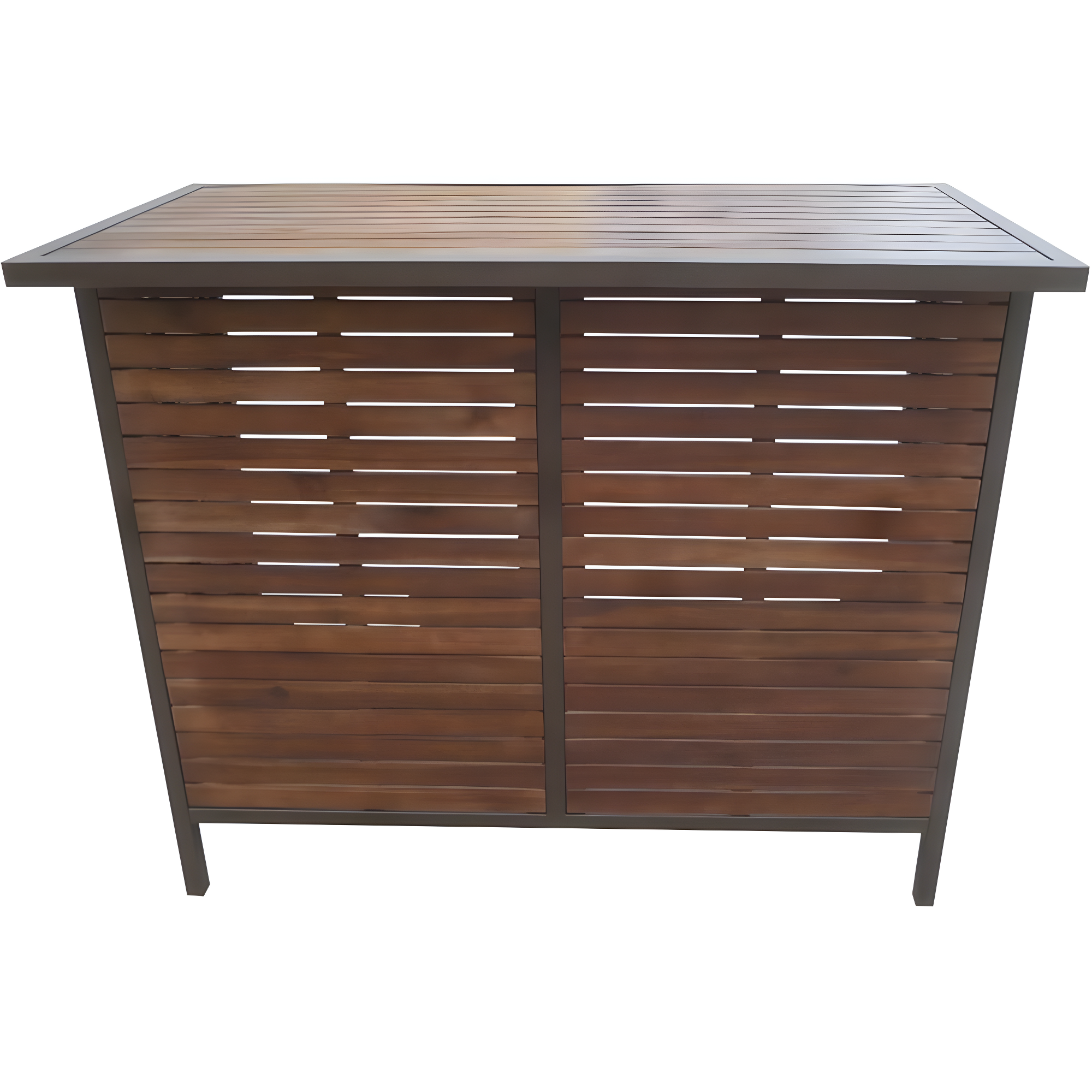 Noble House Milos Acacia Bar Table Dark Brown and Rustic Metal