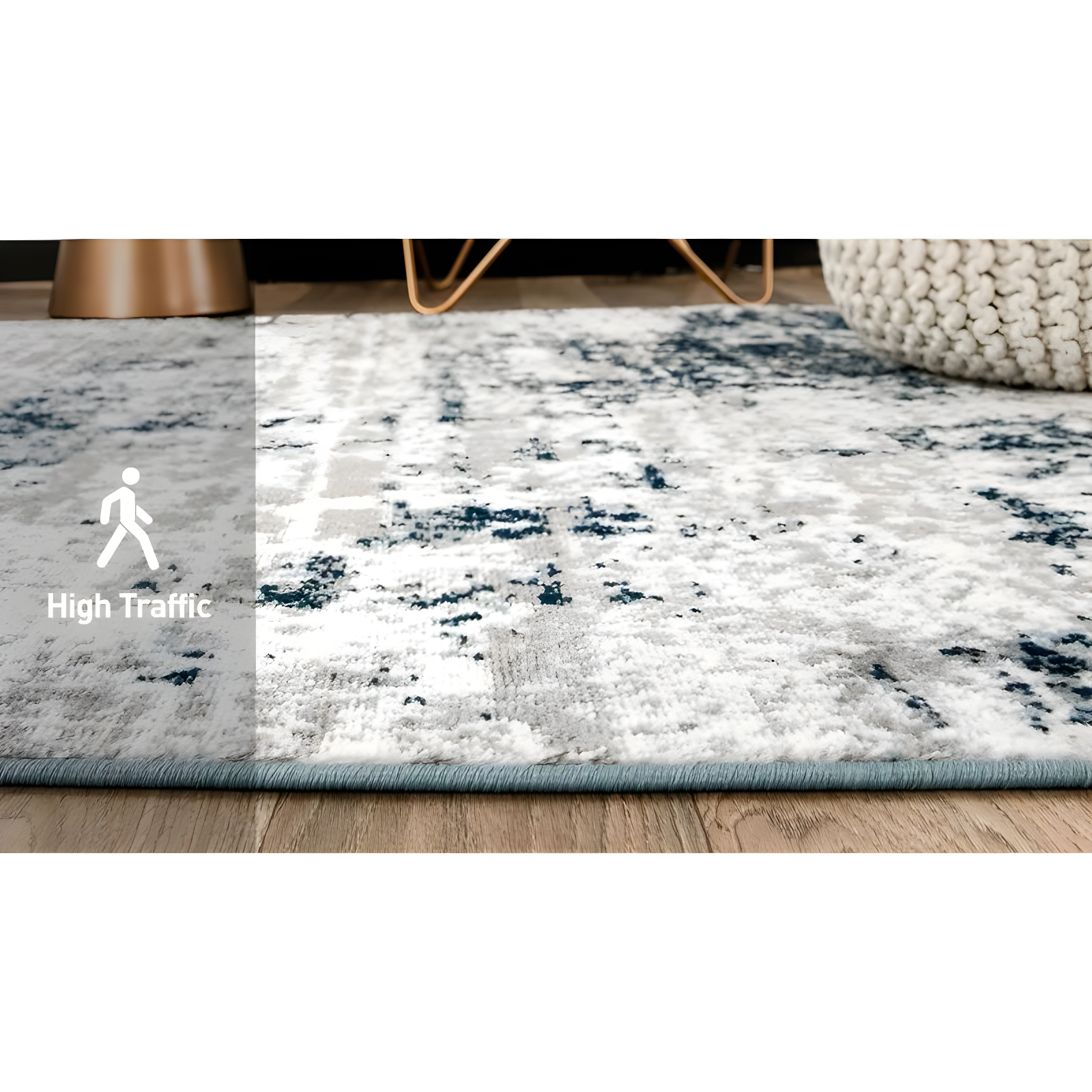 World Rug Gallery Distressed Abstract Blue 3'3" x 5' Area Rug
