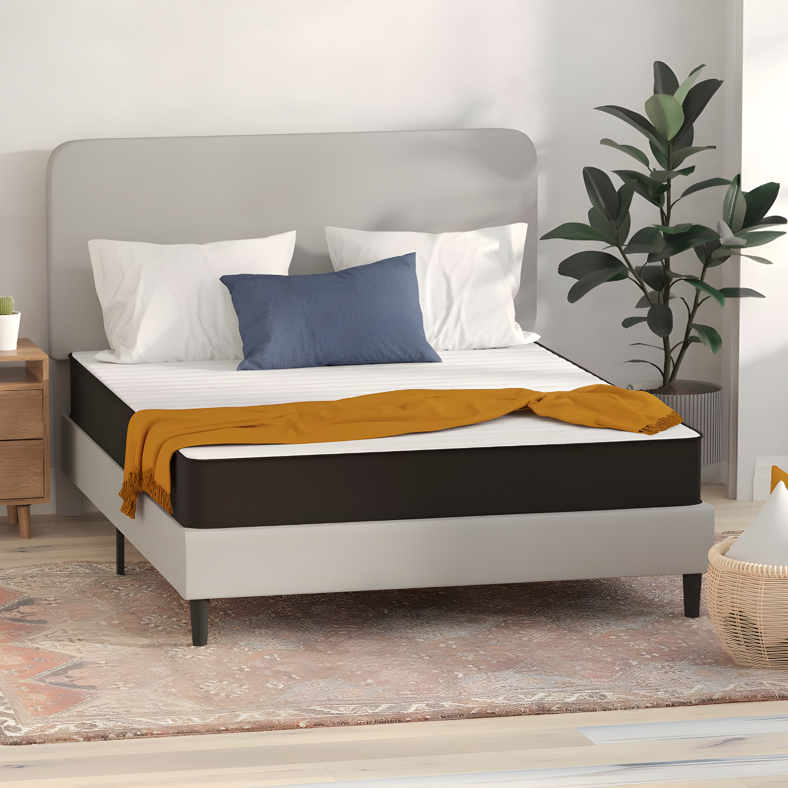 Flash Furniture Capri Comfortable Sleep 8 Inch CertiPUR-US Certified Foam and Innerspring Hybrid Mattress, Queen Mattress in a Box