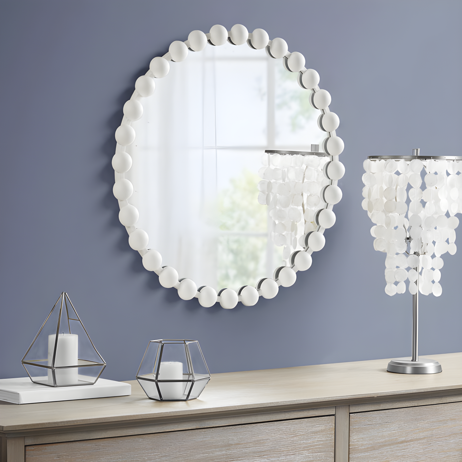 Marlowe Beaded Round Metal Wall Mirror