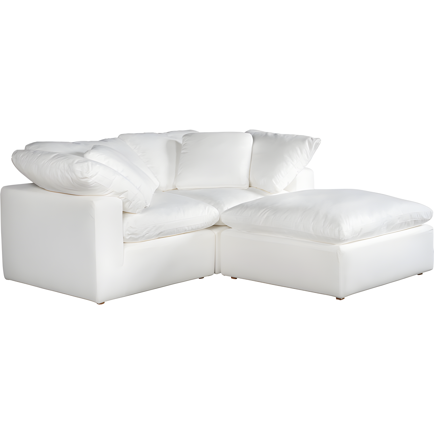 Chilton Nook 3-Piece White Microfiber Modular Sectional with Ottoman