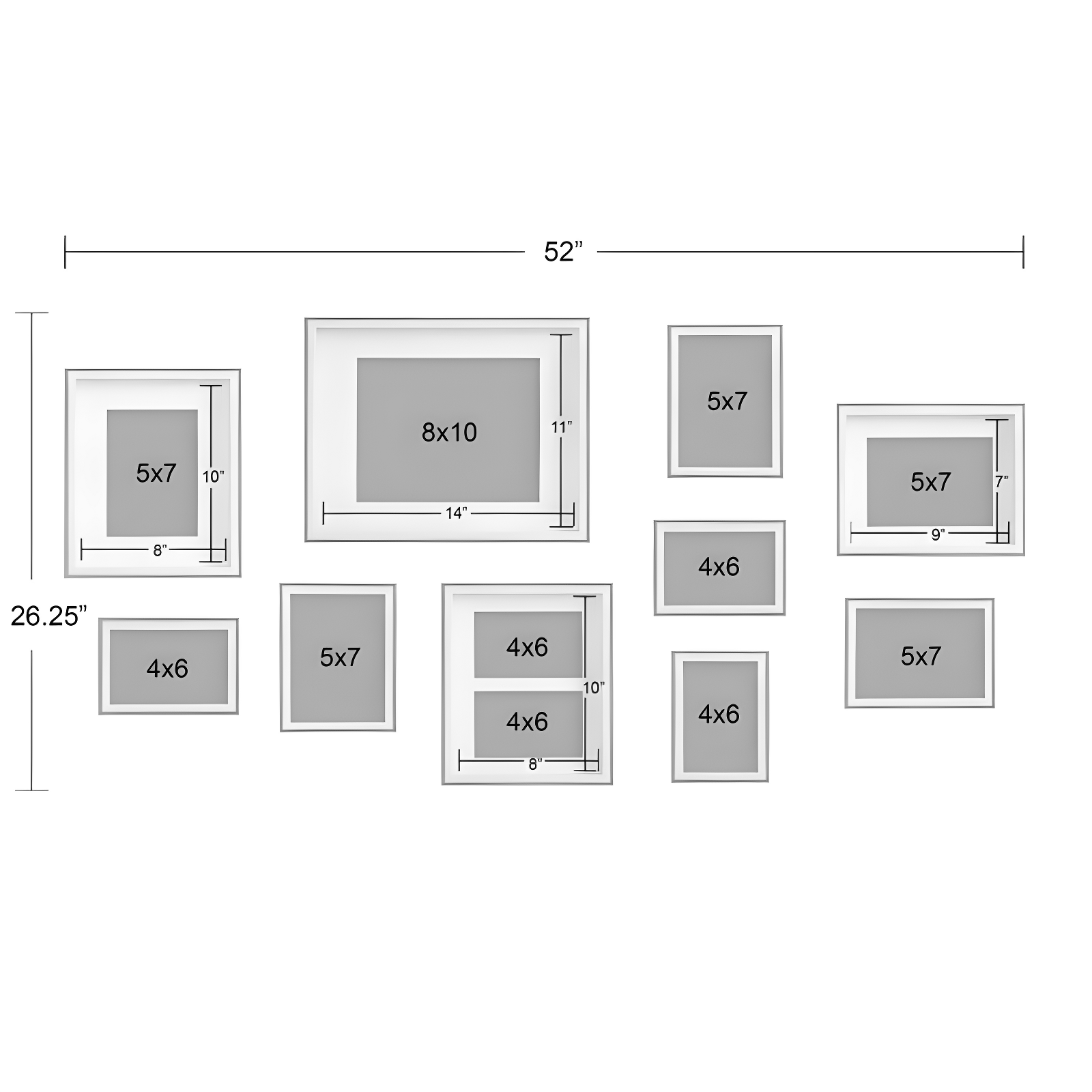 Emani Picture Frame - Set of 10 with Mat