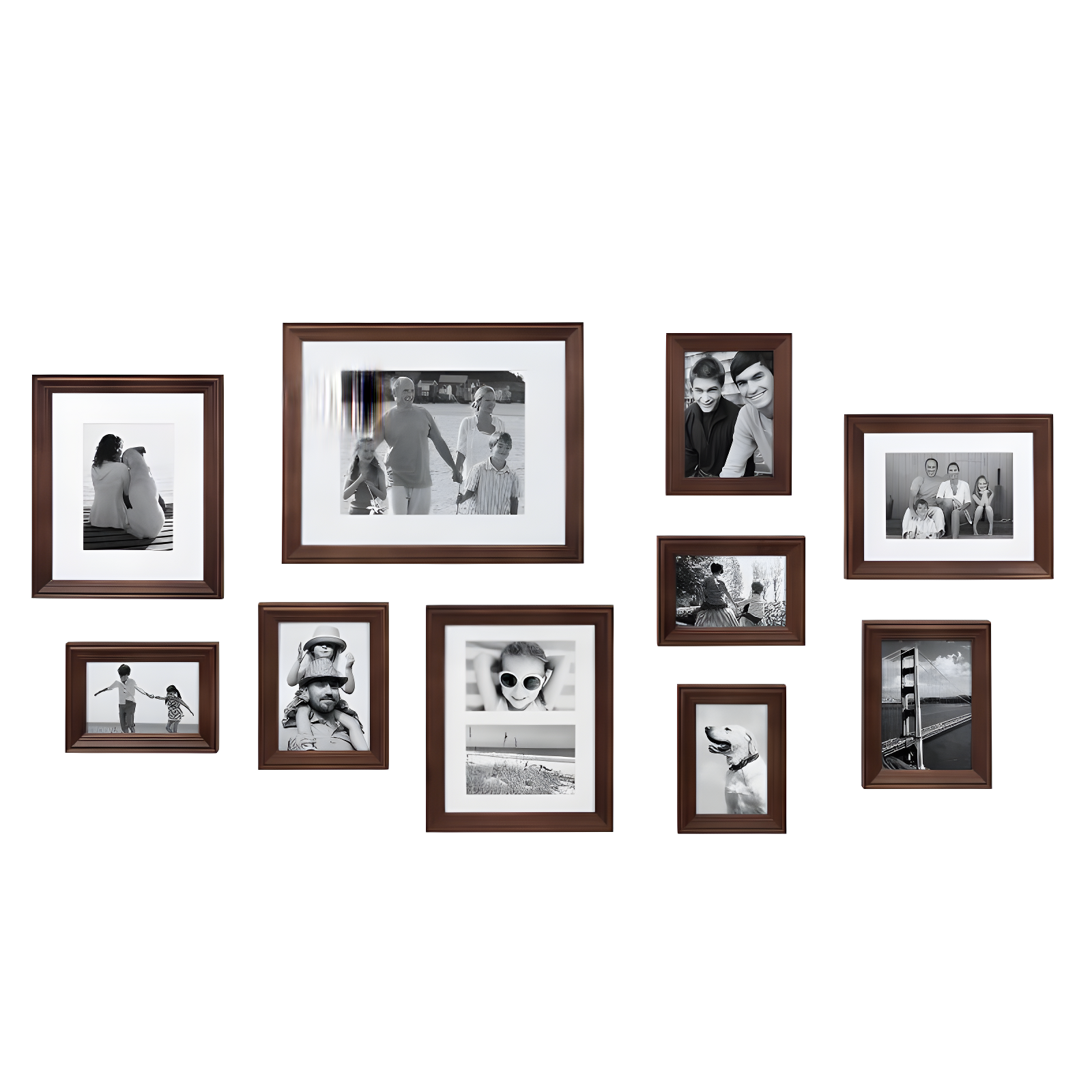 10pc Bordeaux Frame Box Set Brown - Kate & Laurel All Things Decor: Wall Gallery Kit, Multiple Sizes, Wood Frames