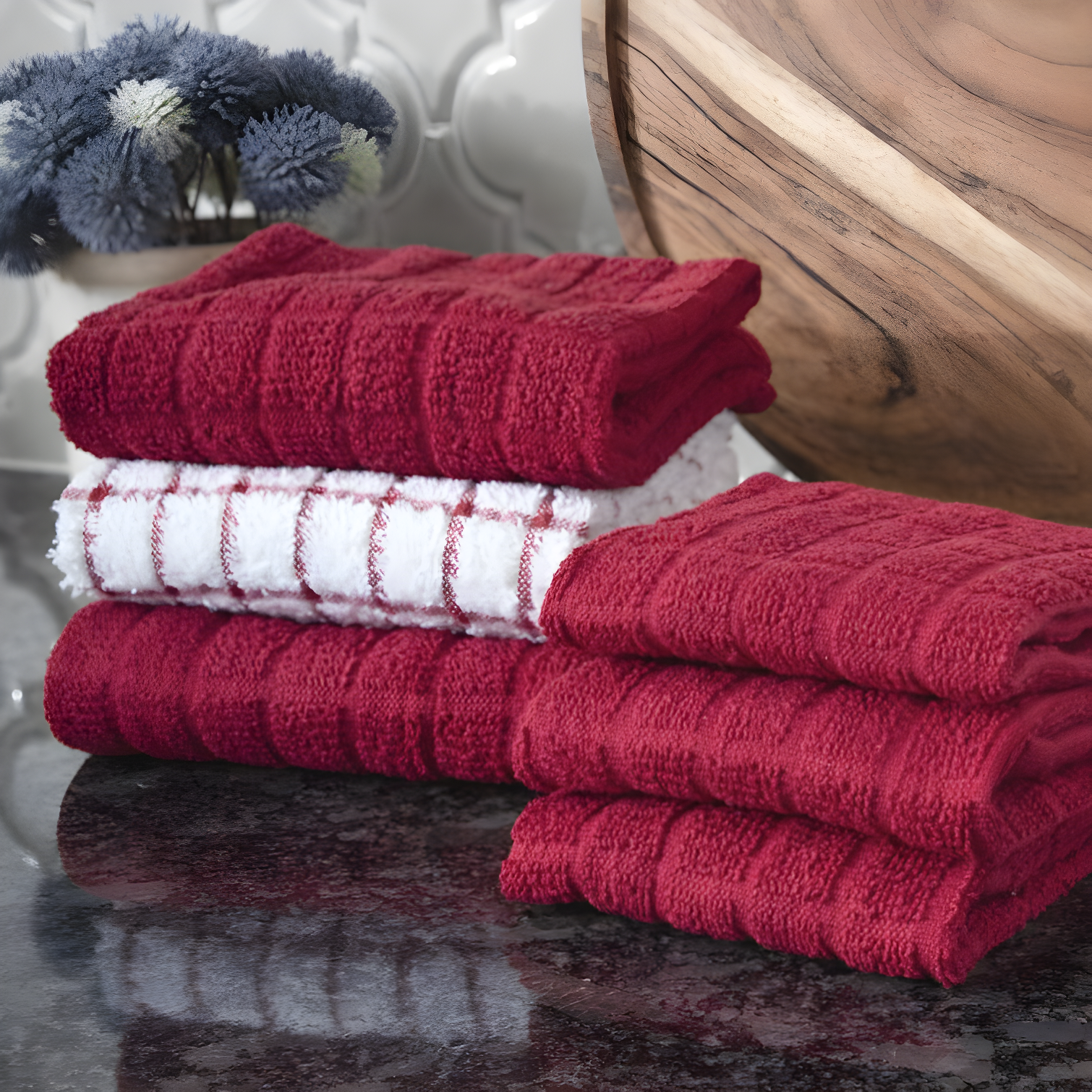 Cotton Plaid Kitchen Towel Linen Set
