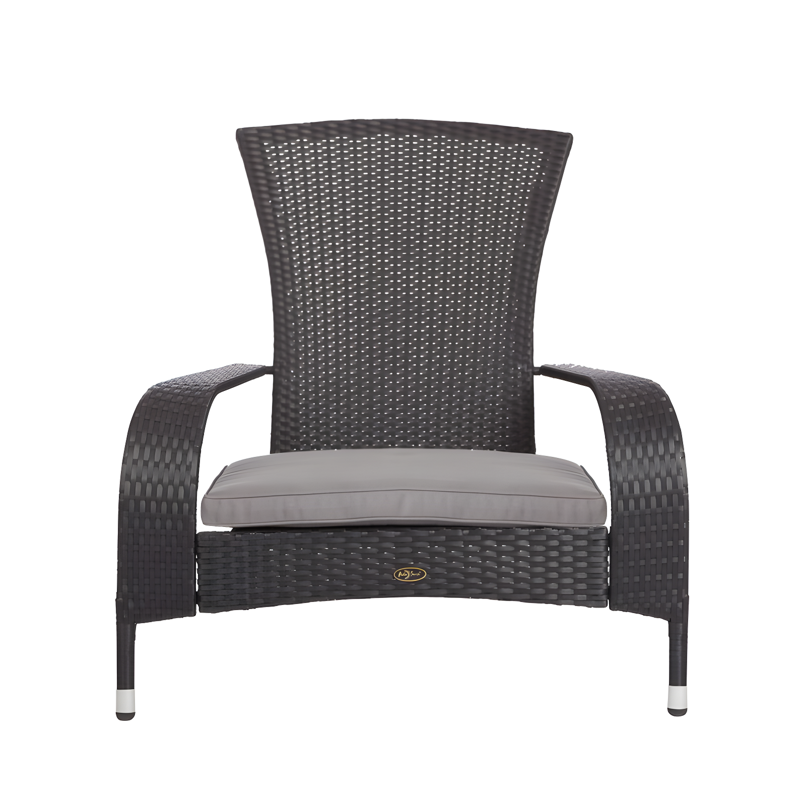 PatioSense Patio Sense Coconino Wicker Chair All Weather Adirondack Style Chair Grey Outdoor Cushion Included - Black