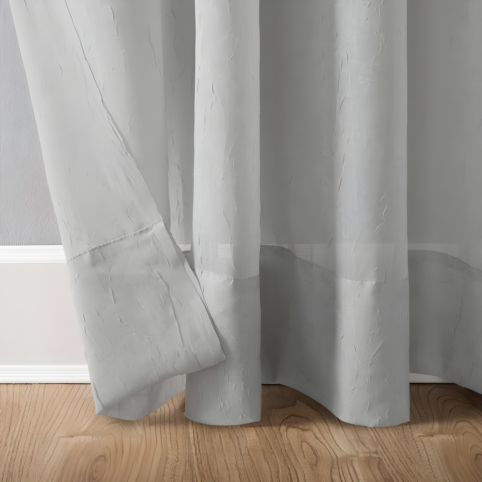 51"x84" Erica Crushed Sheer Voile Rod Pocket Curtain Panel Silver - No. 918