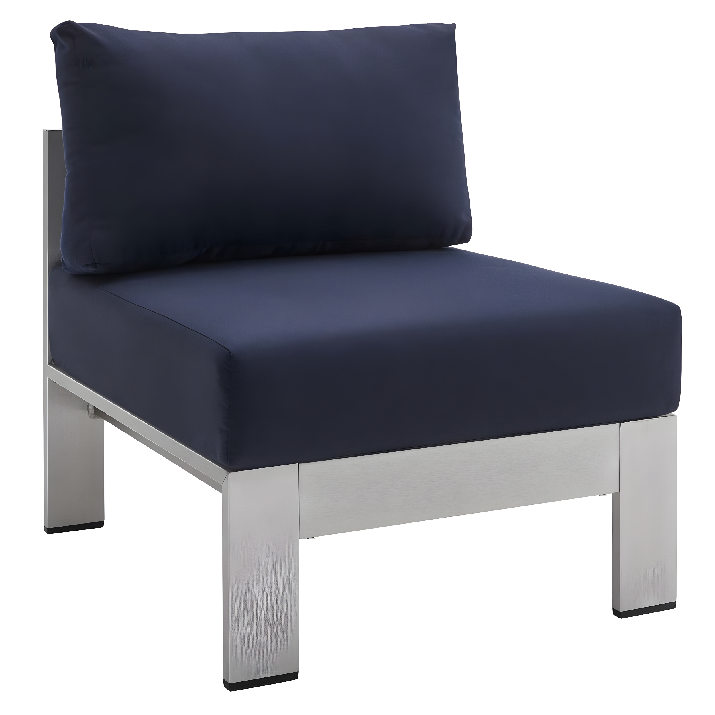Modway Shore 23.5" Fabric Outdoor Patio Armless Chair in Silver Navy