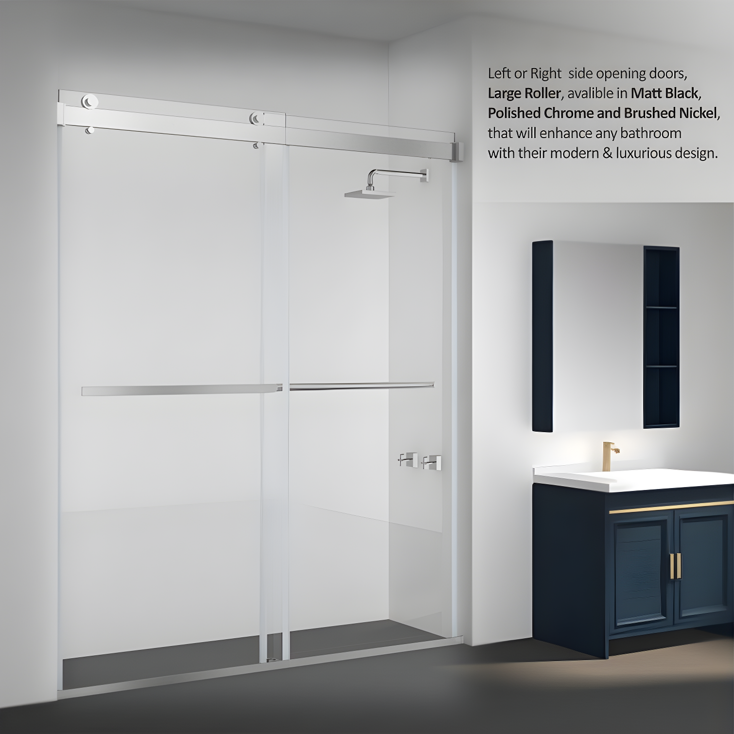 48" W x 35.8” D x 76" H Frameless Rectangle Sliding Shower Enclosure with Towel Bar