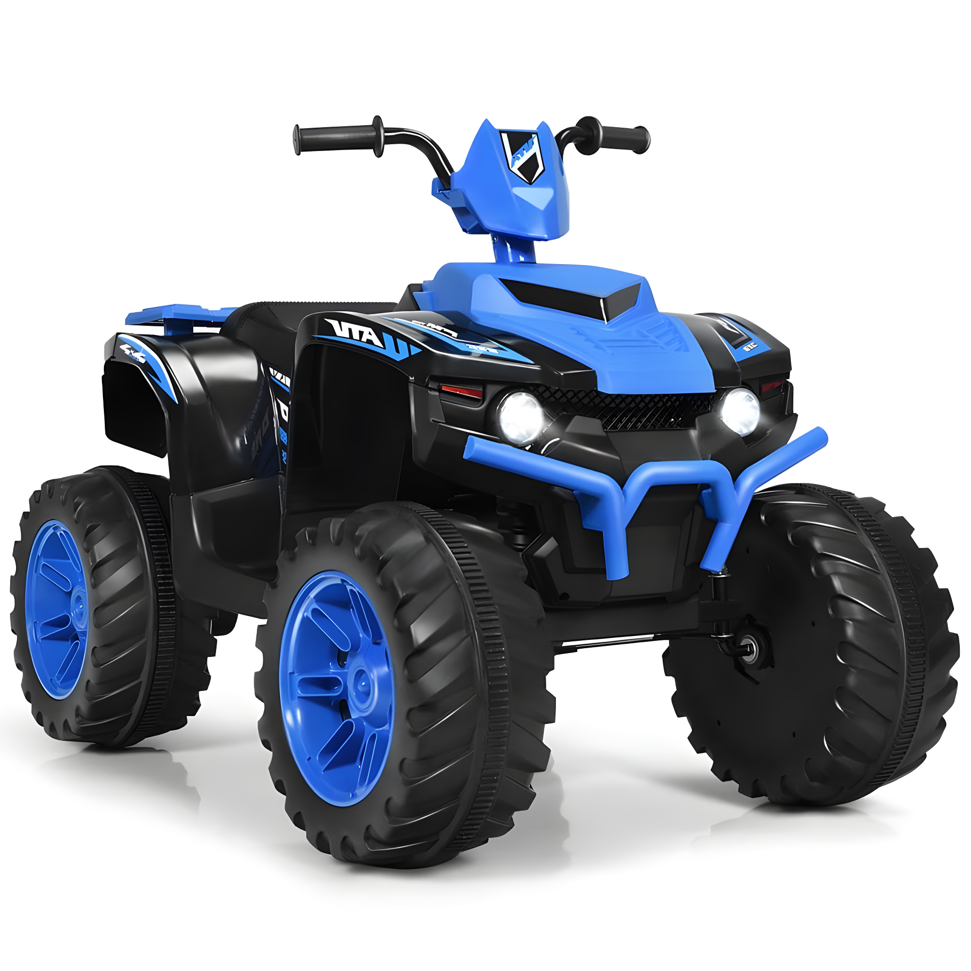Costzon Kids ATV, 12V Battery Powered Electric Vehicle w/LED Lights, High & Low Speed, Horn, Music, USB, Treaded Tires, Ride on Car 4 Wheeler Quad for Boys & Girls Gift, Ride on ATV (Blue)