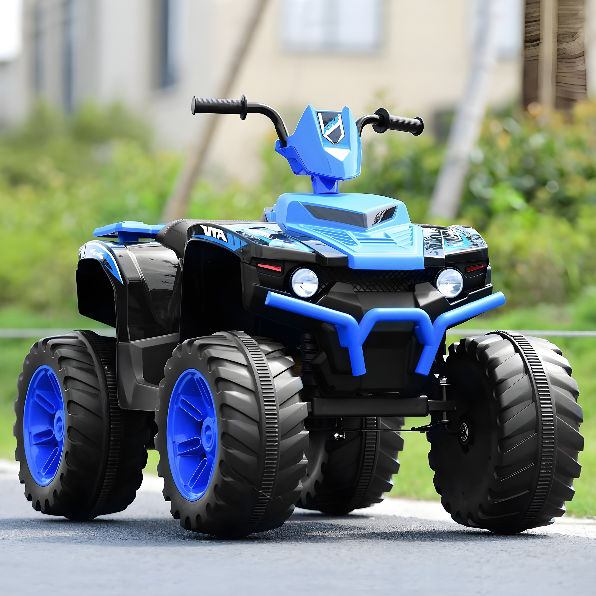 Costzon Kids ATV, 12V Battery Powered Electric Vehicle w/LED Lights, High & Low Speed, Horn, Music, USB, Treaded Tires, Ride on Car 4 Wheeler Quad for Boys & Girls Gift, Ride on ATV (Blue)