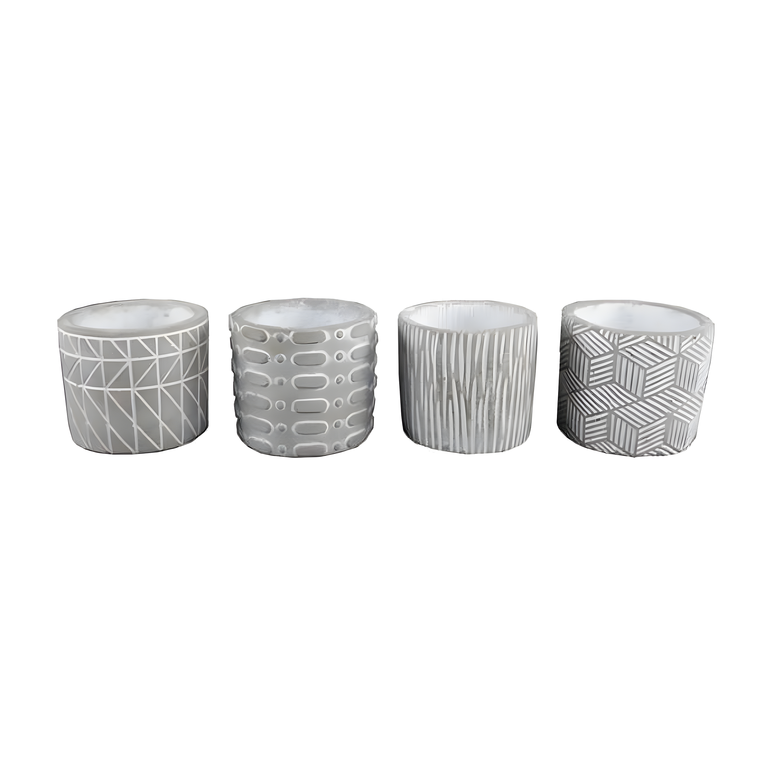 Flora Bunda 4"Cement Patteren Pot,Set Of 4