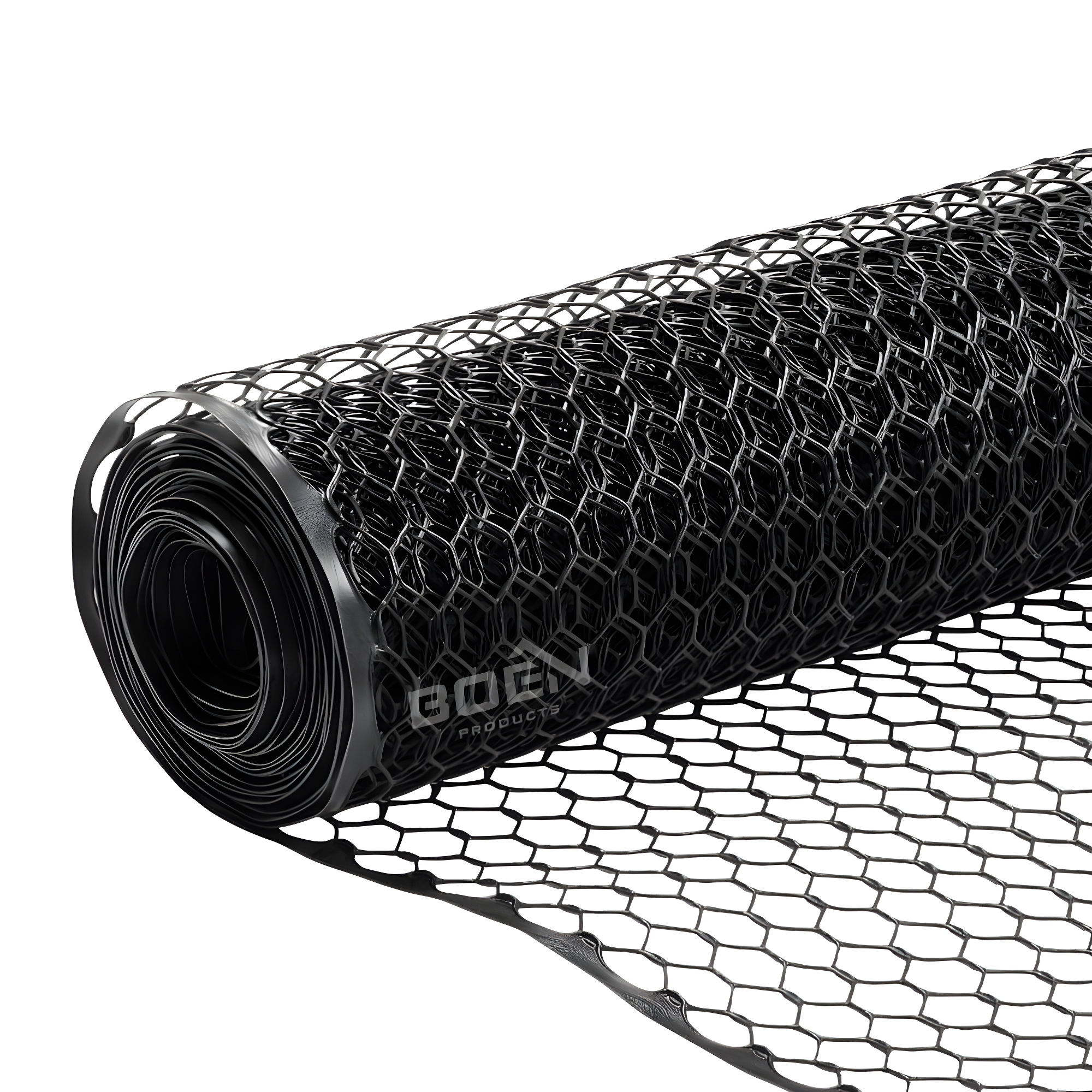 Boen - Plastic Hex Chicken Wire Mesh Temporary Fence Roll (2' x 25' - Black) - Plastic Fence Poultry Netting for Temporary or Semi Permanent Enclosures, Deer Netting Fence, Construction Fencing