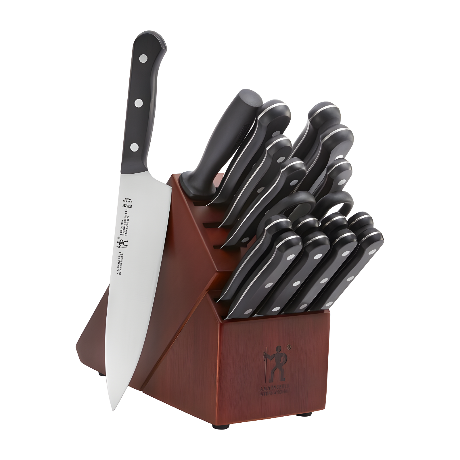 HENCKELS HENCKELS Razor-Sharp Solution 18-Piece Knife Set with Block, Chef Knife, Steak Knife, Utility Knife, Dark Brown, Stainless Steel, German Engineered Informed by 100+ Years of Mastery
