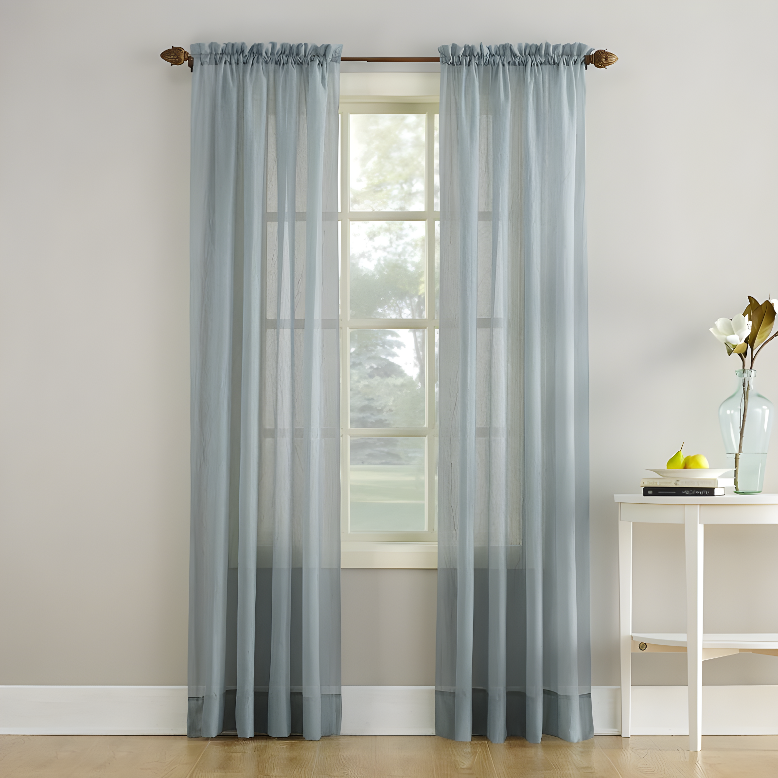 84"x51" Erica Crushed Sheer Voile Rod Pocket Curtain Panel Charcoal - No. 918