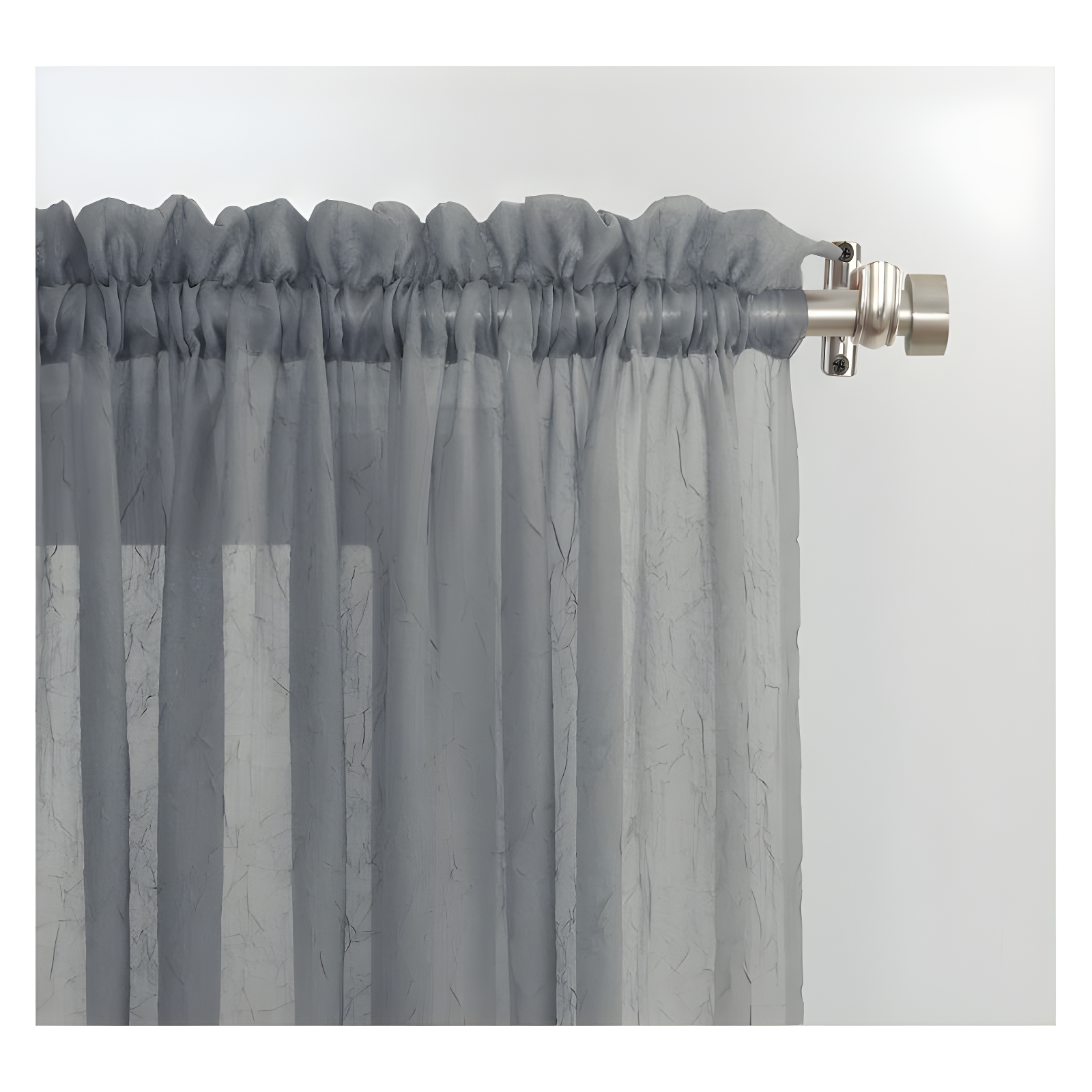 84"x51" Erica Crushed Sheer Voile Rod Pocket Curtain Panel Charcoal - No. 918