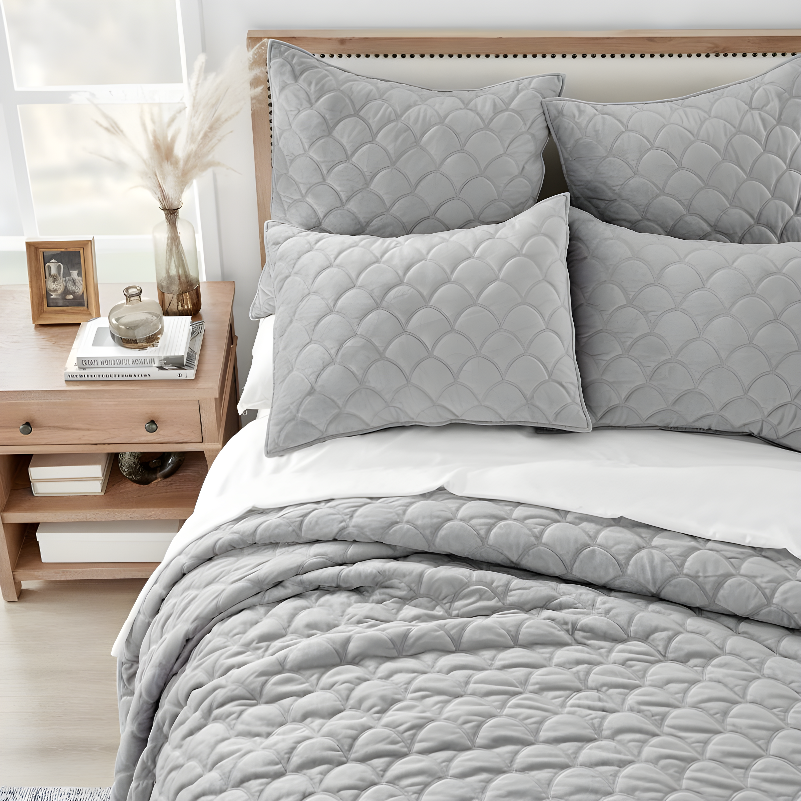 Light Grey Velvet Euro Sham - Set of 2 - Levtex Home