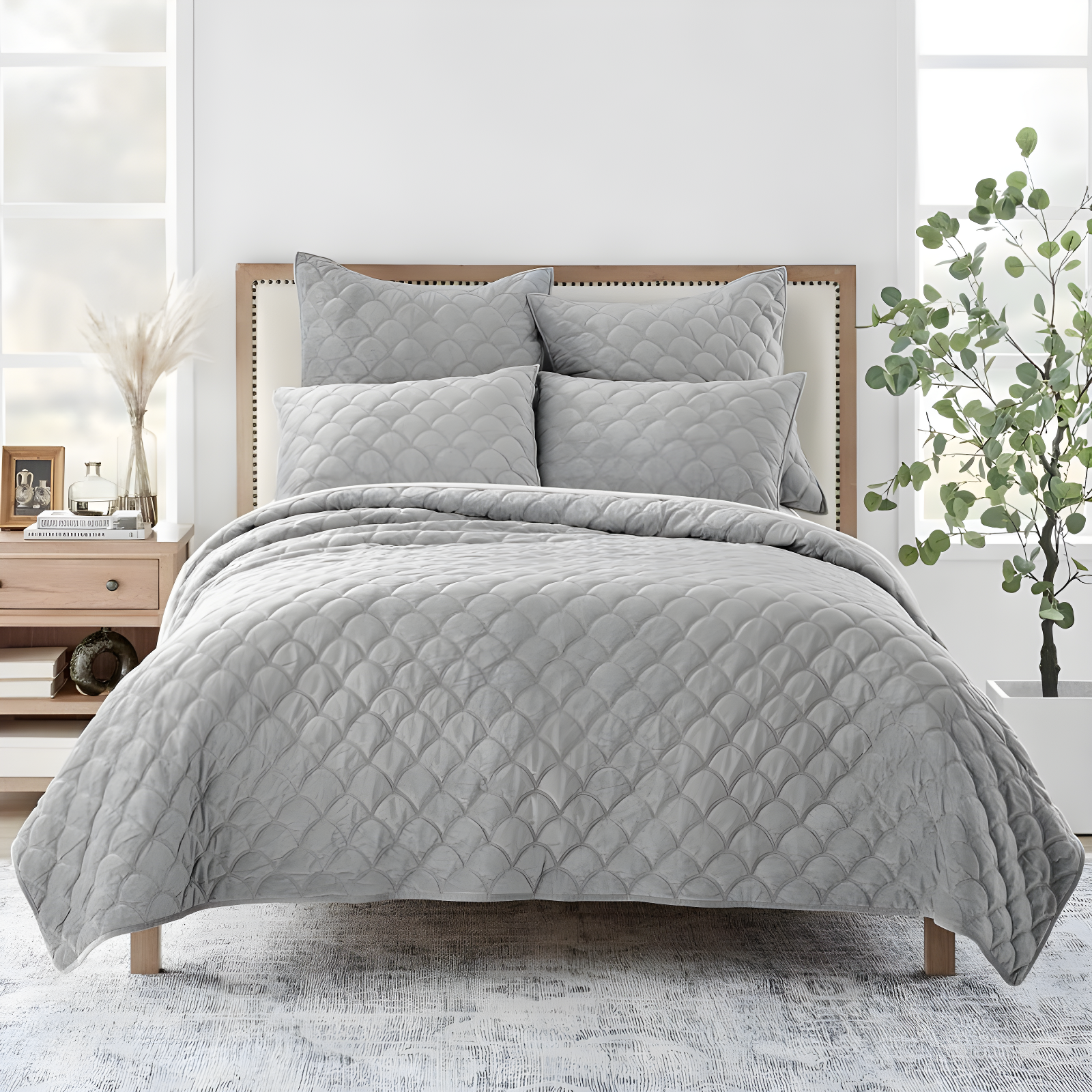 Light Grey Velvet Euro Sham - Set of 2 - Levtex Home