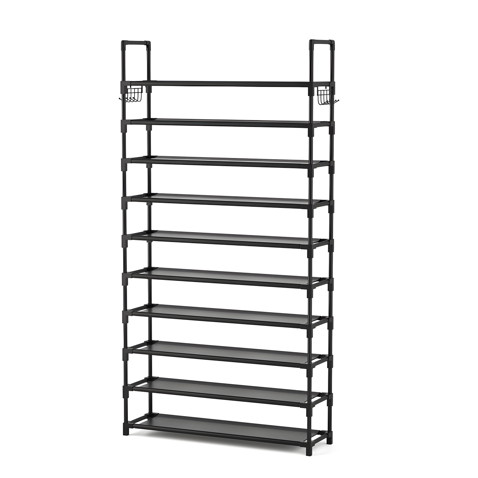 Rebrilliant The 10 Tiers Shoe Rack Tall Large Capacity 50 Pairs Wide Shoe Organizer with Two Hooks