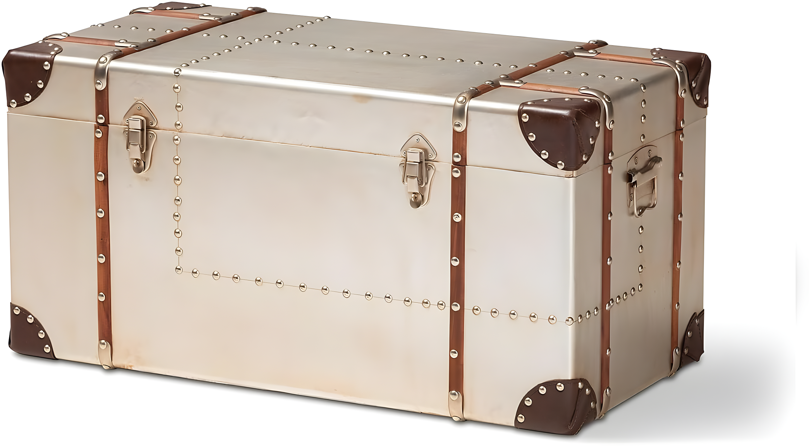Baxton Studio Bechet French Industrial Silver Metal Storage Trunk