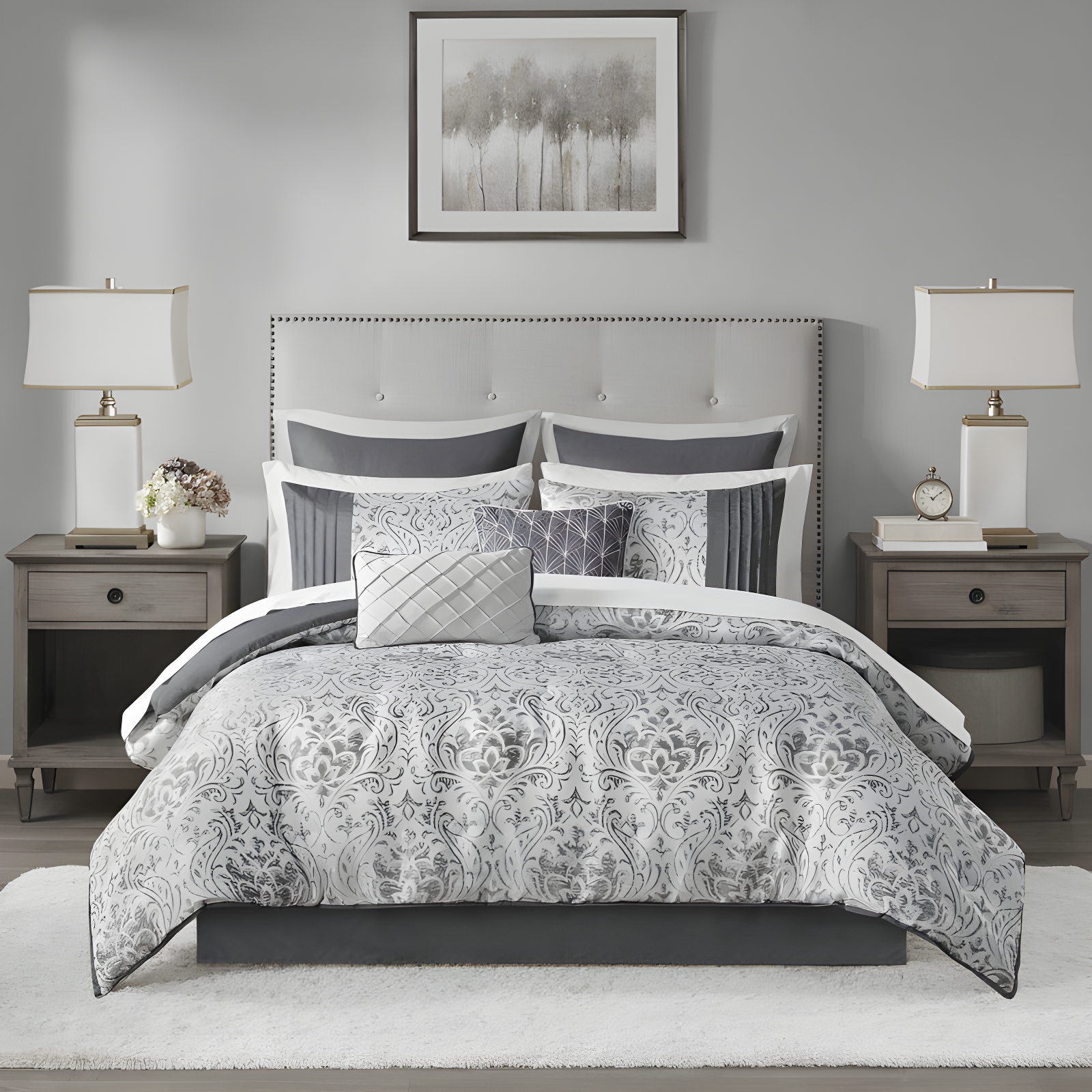 Emilia 12 Piece Jacquard Comforter Set with Bed Sheets