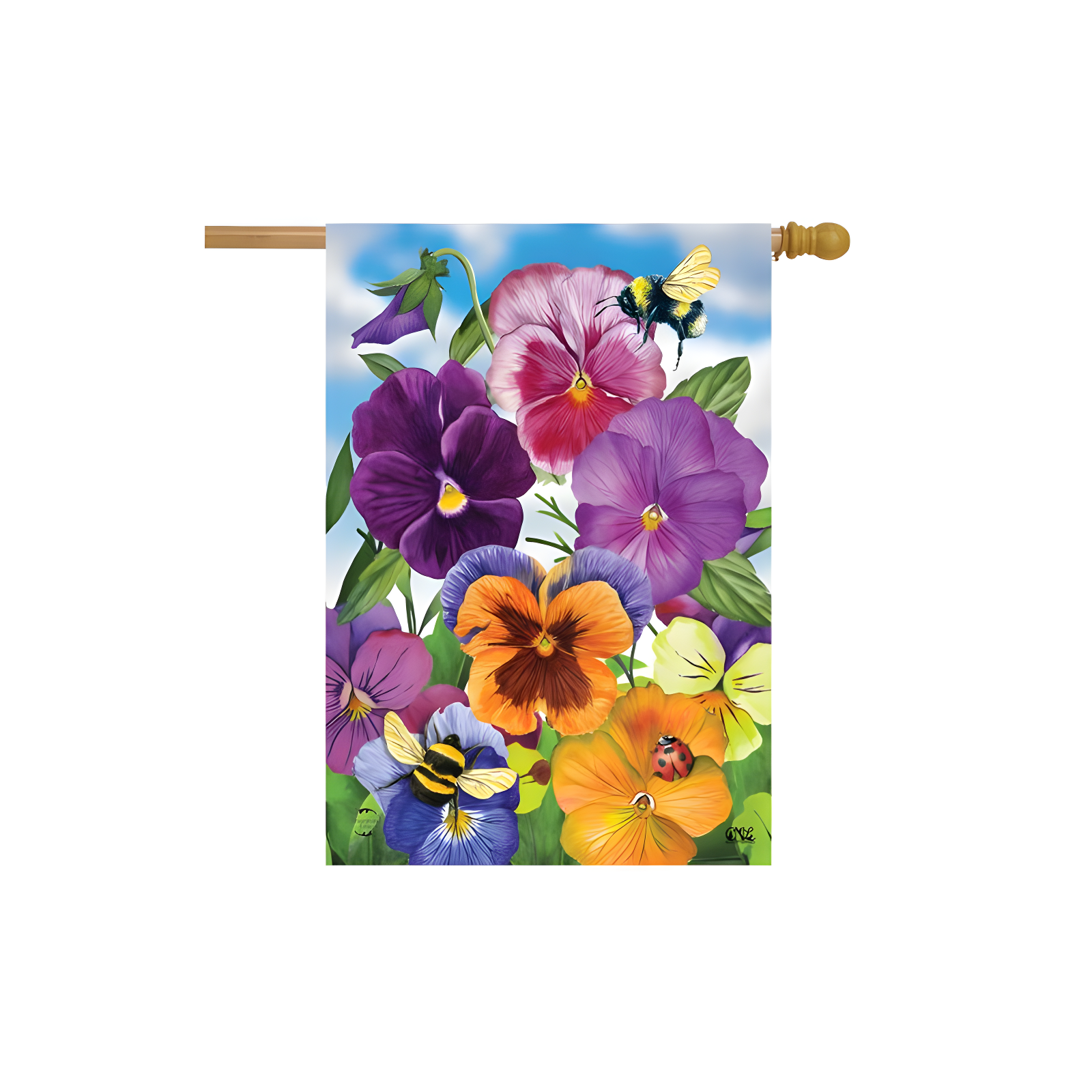 Pansies Spring House Flag 28 x 40 Briarwood Lane