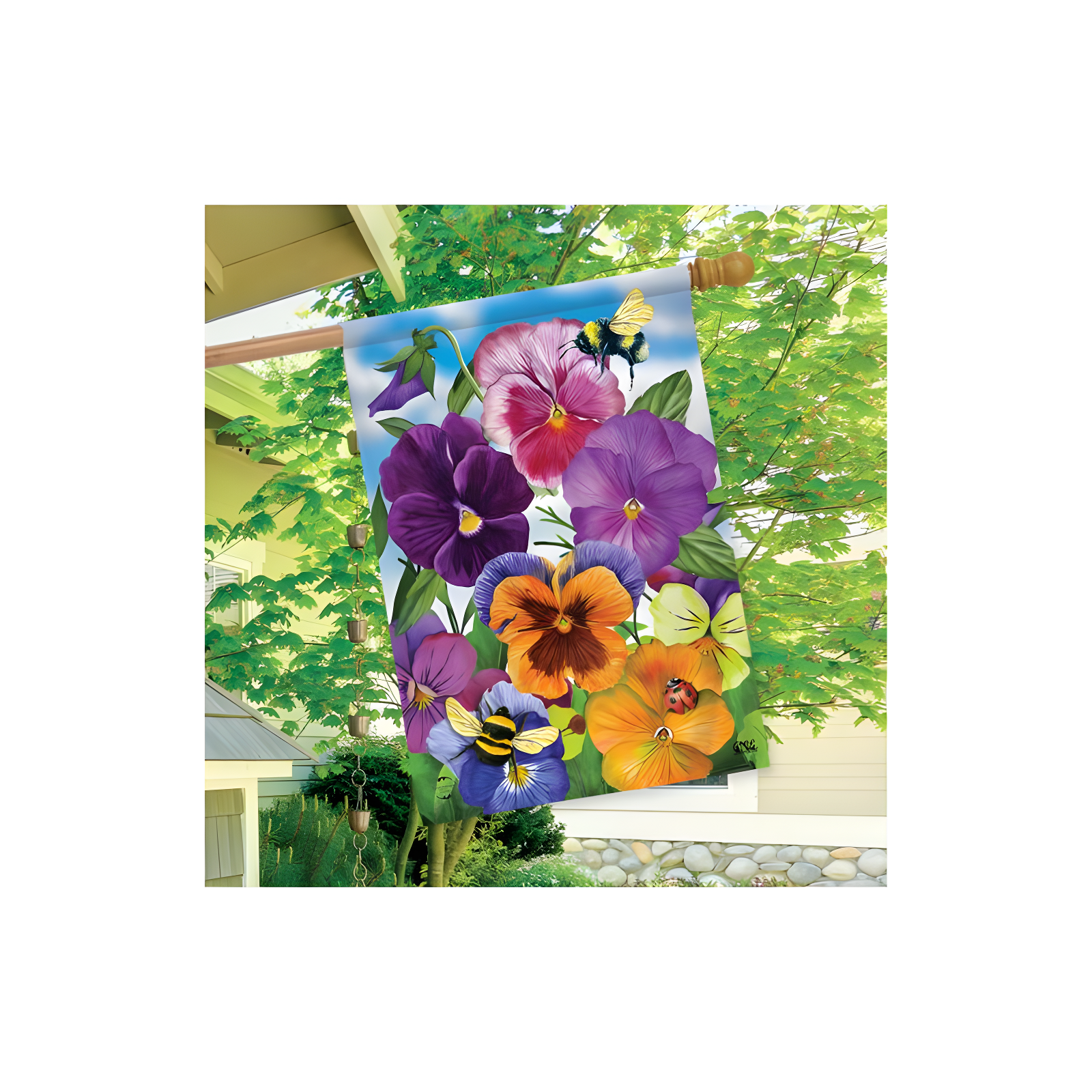 Pansies Spring House Flag 28 x 40 Briarwood Lane