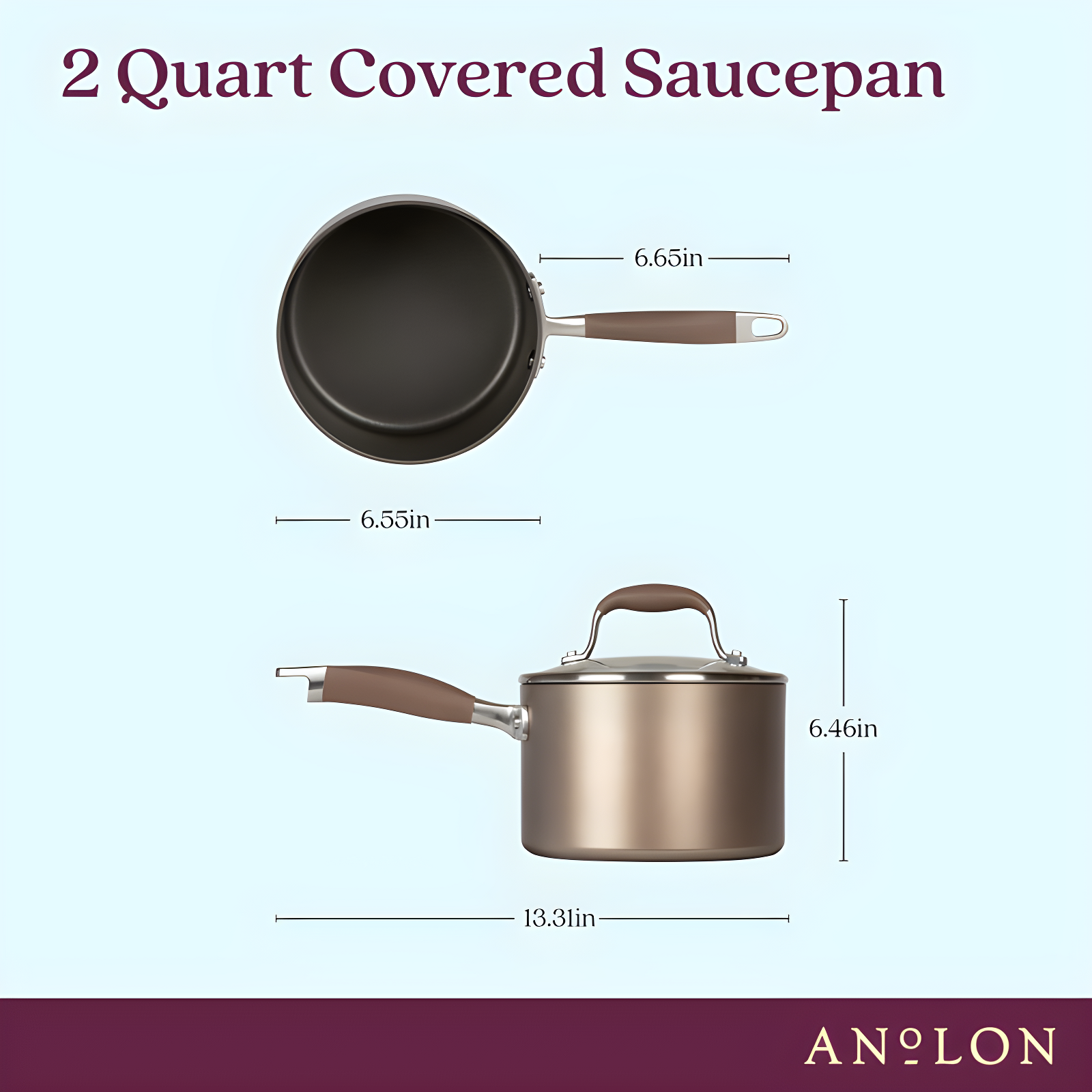 Anolon Anolon Advanced Home Hard Anodized Nonstick Saucepan With Lid, 2 Quart, Bronze