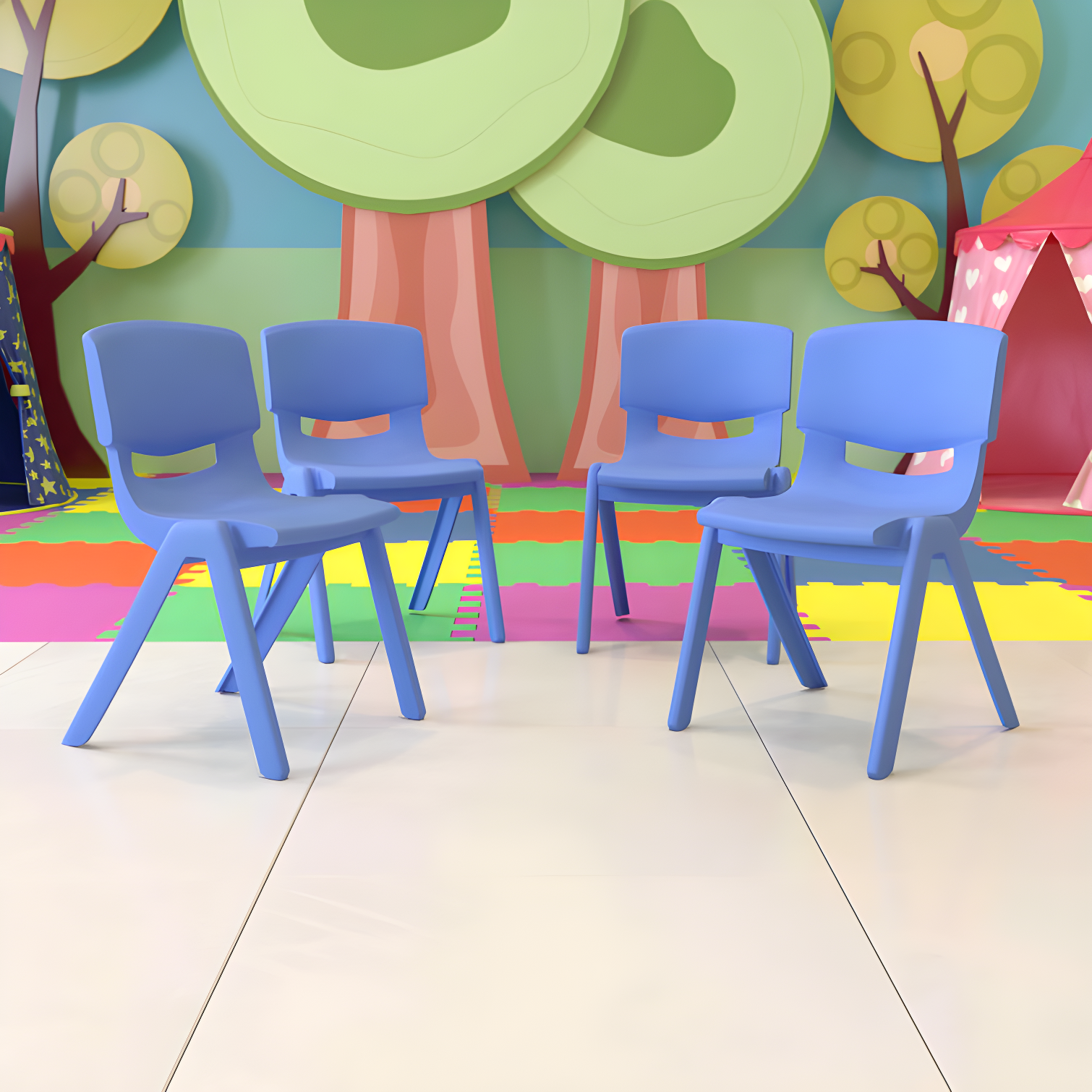 Flash Furniture Goddard Plastic Stack School Chair with Seat, 3rd-7th School Chair (Set of 4)